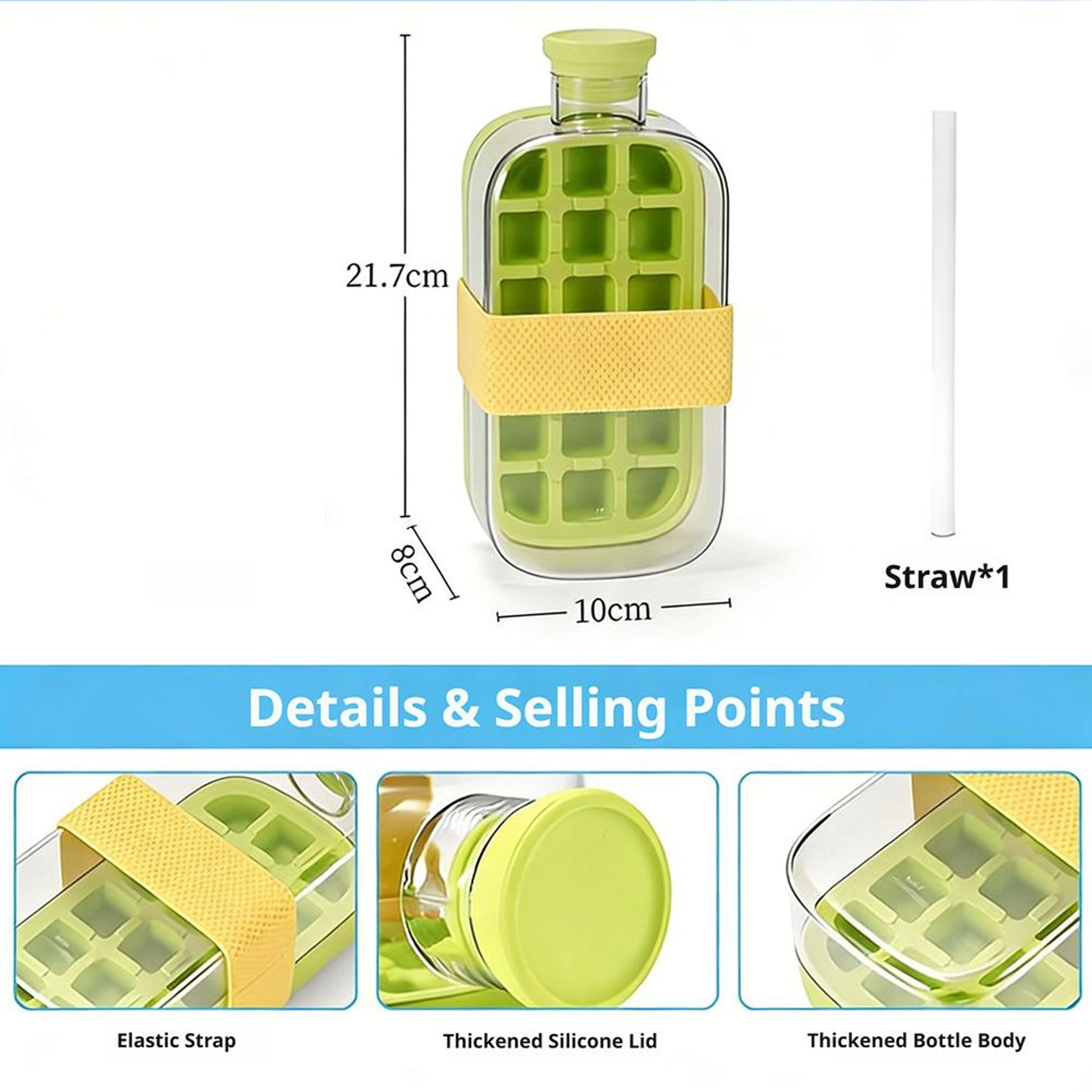 Portable Ice Maker Bottle With Straw Leakproof Ice Cube Water Bottle For Travel And Summer Drinks 6