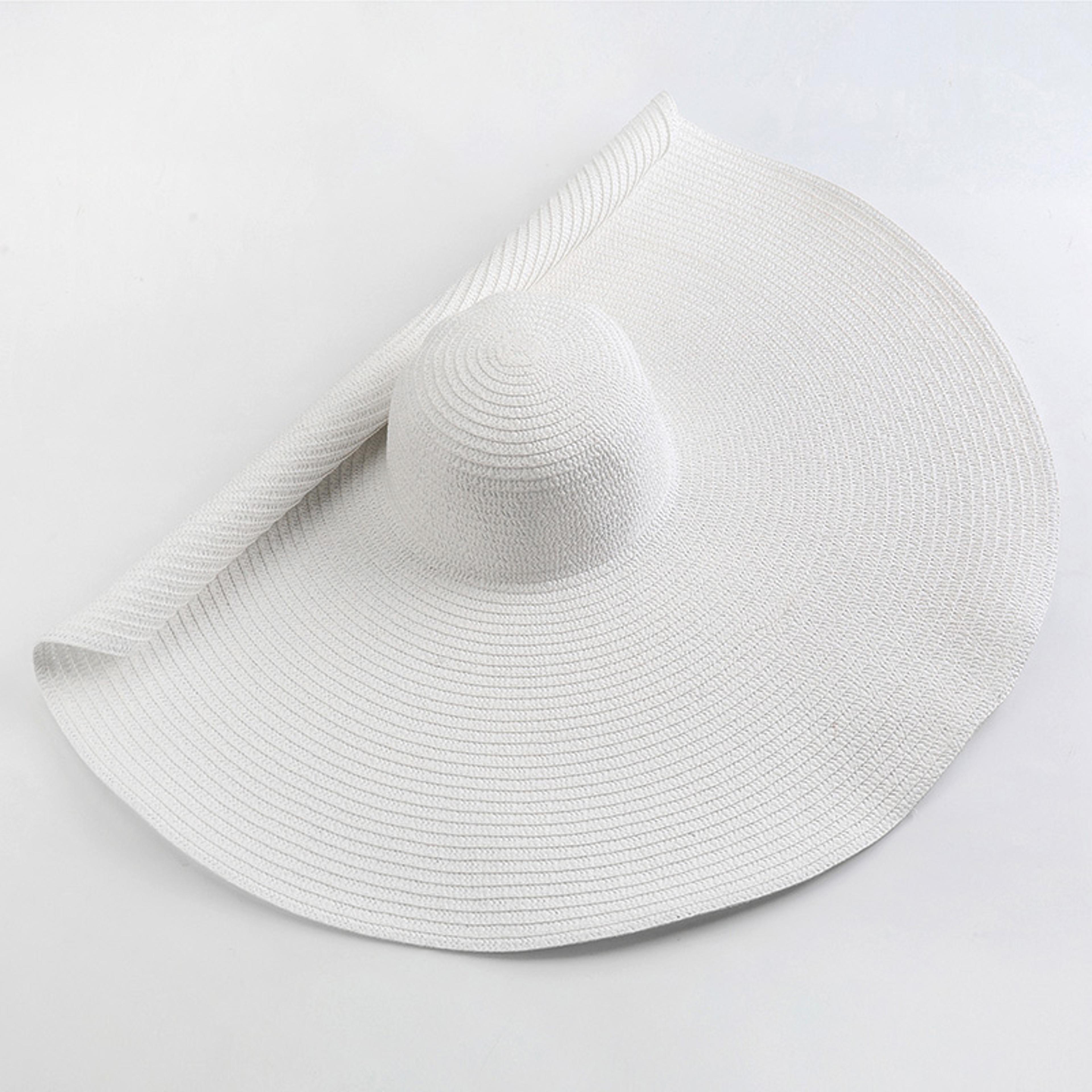 Oversized Beach Hat For Women Wide Brim UV Protection Foldable Straw Sun Hat 4