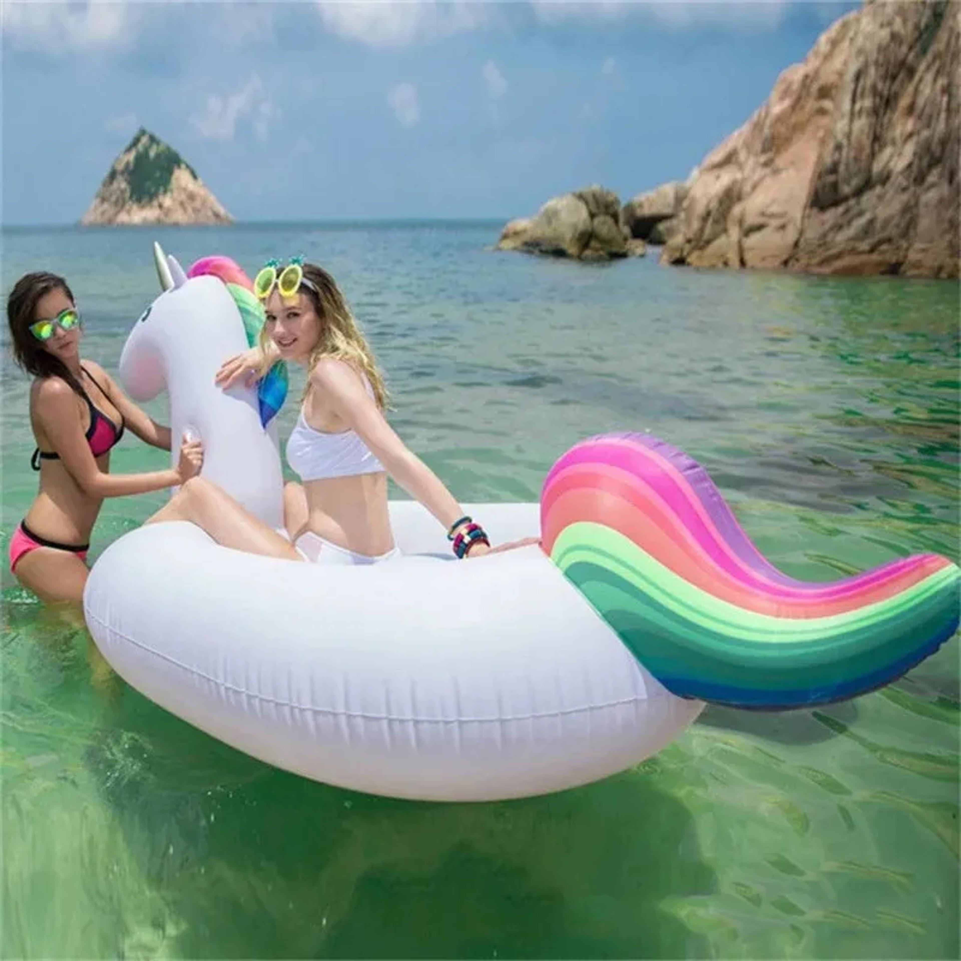 Magical Inflatable Unicorn Pool Float For Kids  Adults Thick PVC Swim Ring 4
