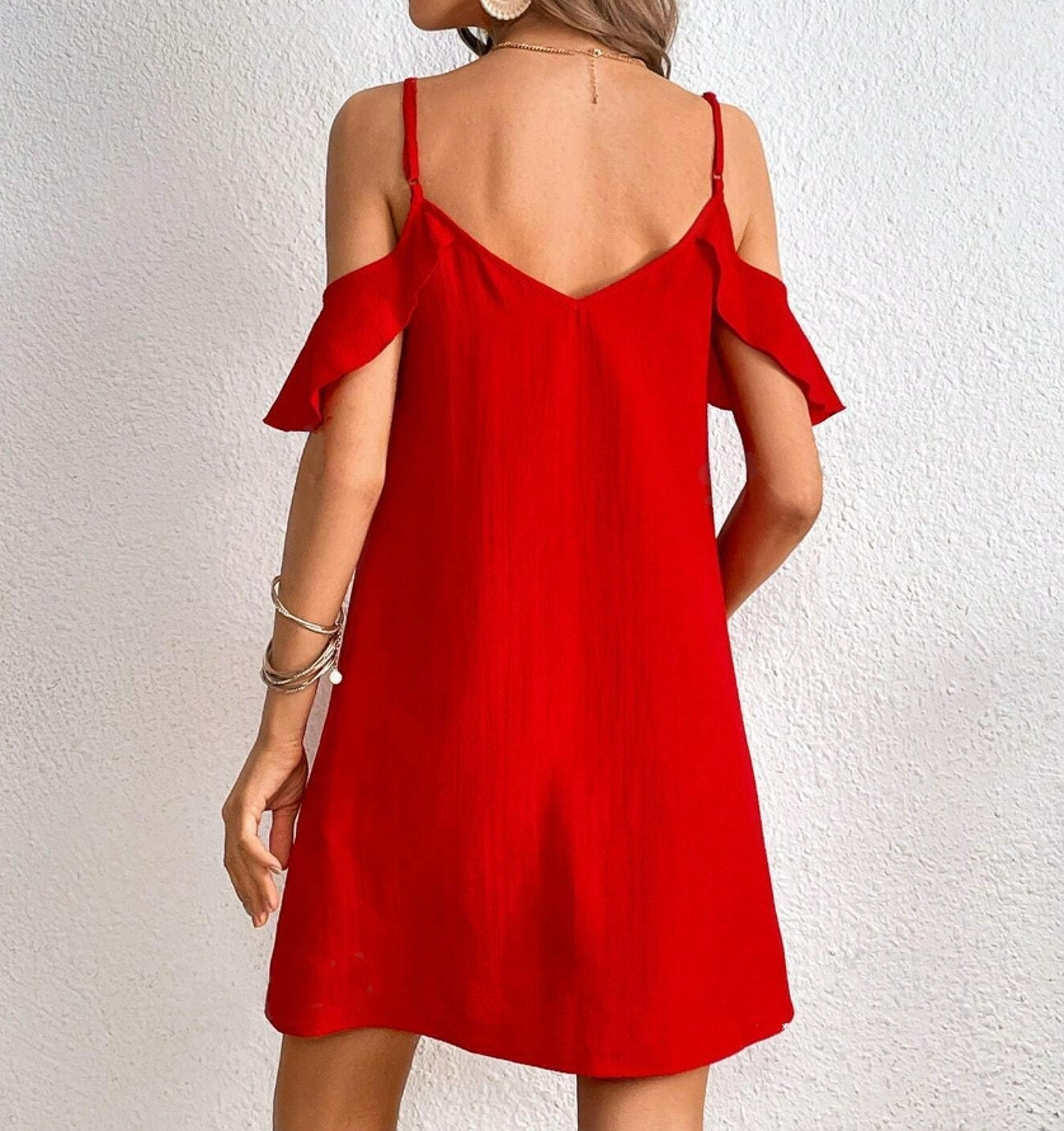 Womens Cold Shoulder Dress Casual Summer Beach Mini Dress With Spaghetti Straps 1