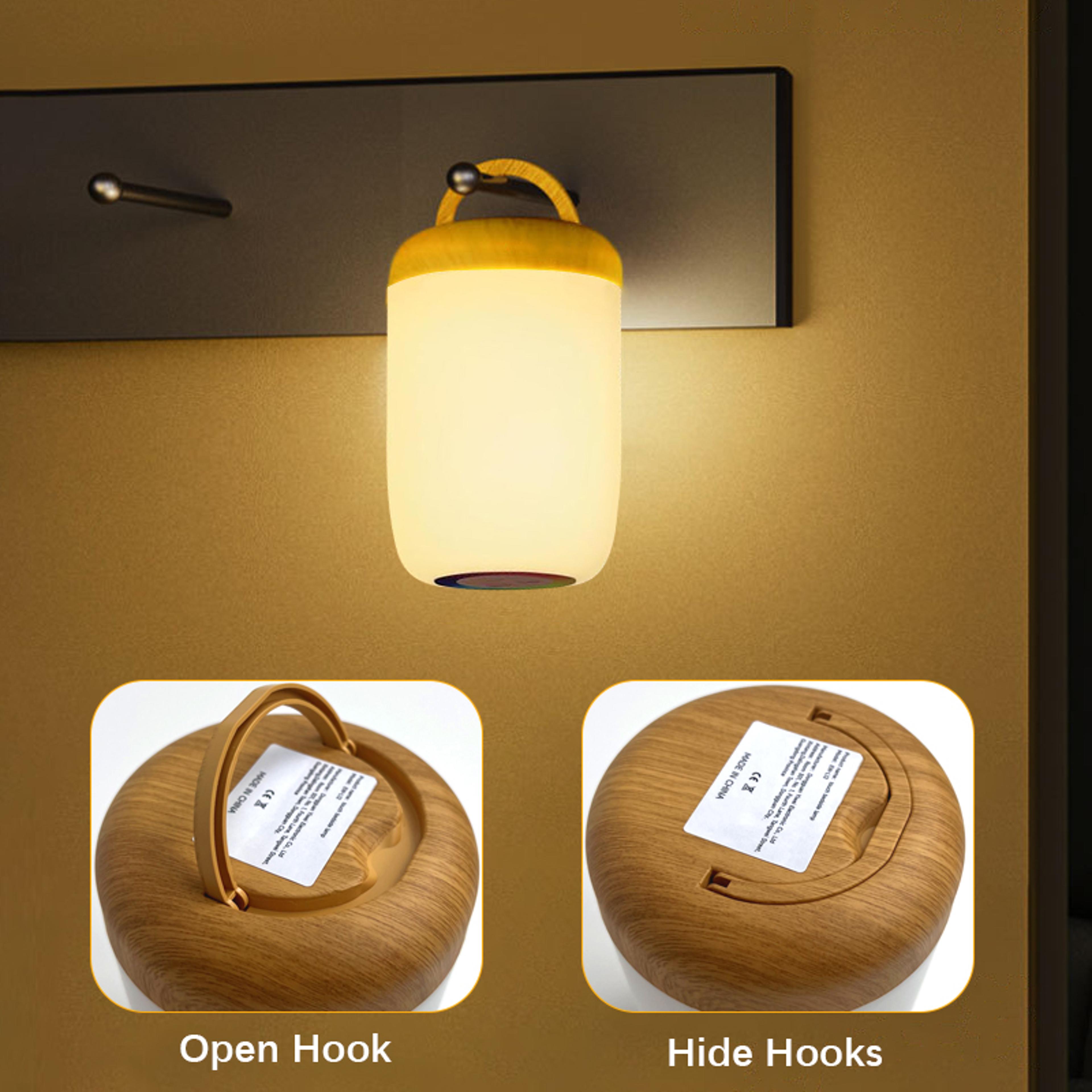 USB Rechargeable Night Light LED Touch Lamp With Dimmable RGB Colour Wood Grain Table Lamp With Tim