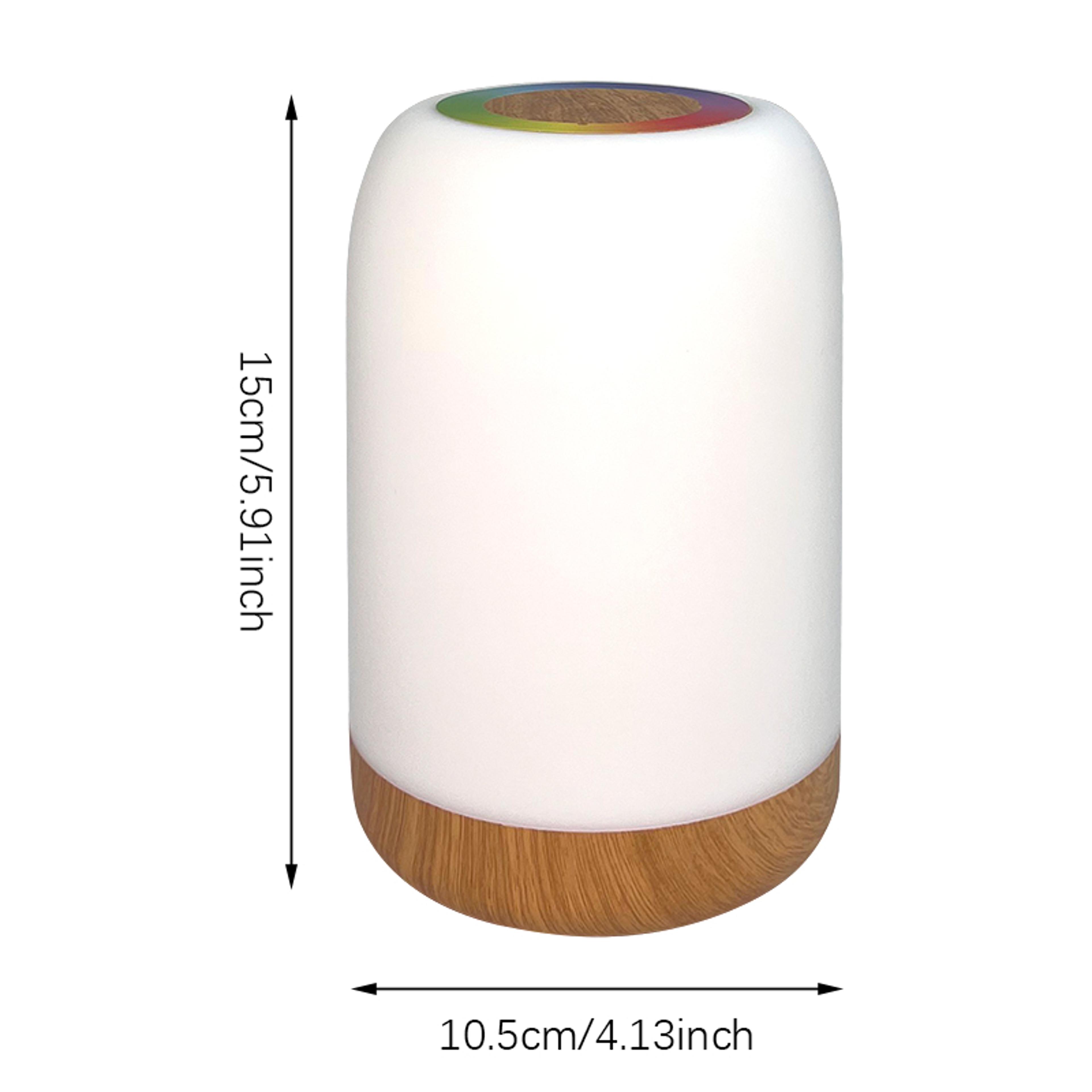 USB Rechargeable Night Light LED Touch Lamp With Dimmable RGB Colour Wood Grain Table Lamp With Tim