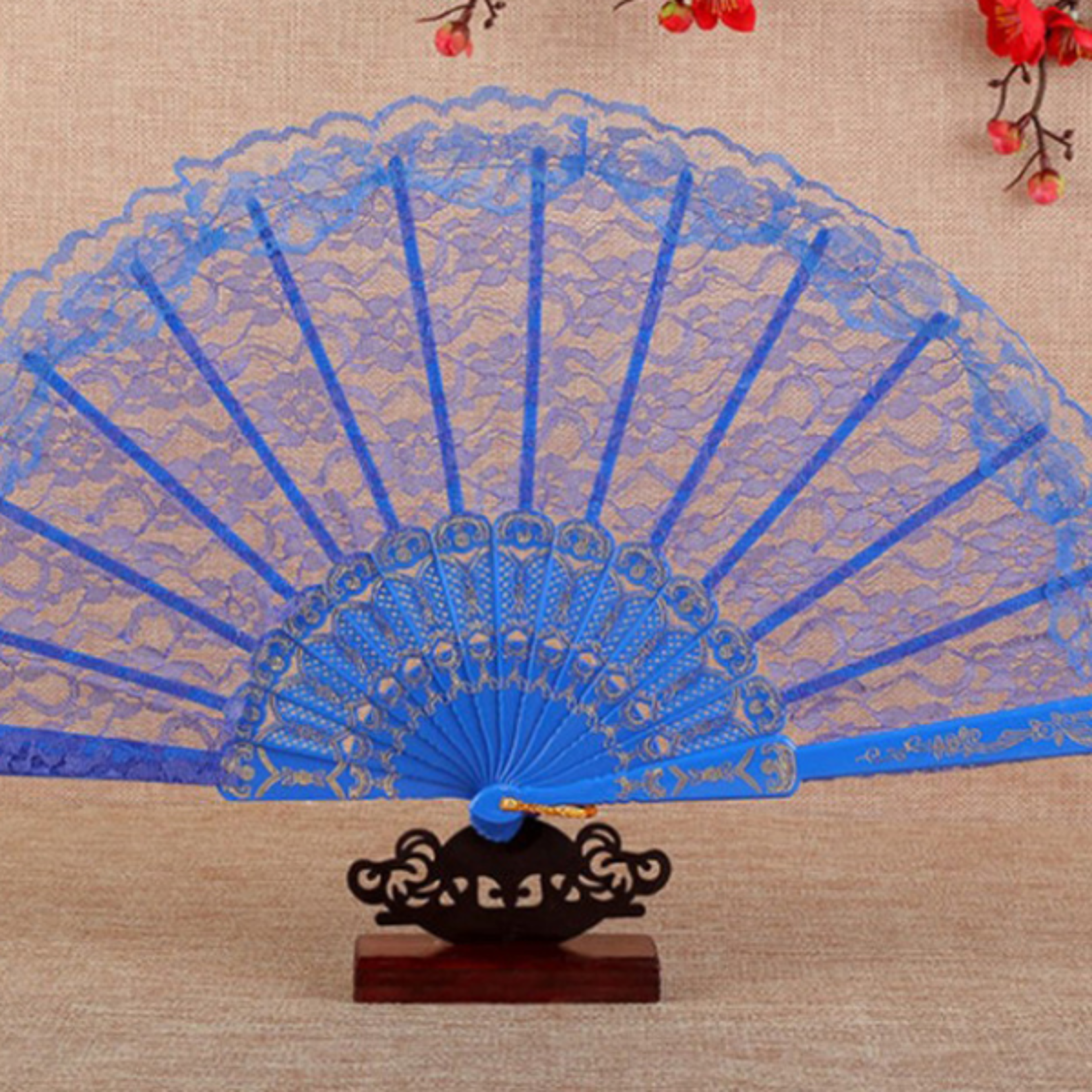 Elegant Vintage Lace Hand Fan Floral Folding Fan for Women Cosplay Photo Prop Belly Dance and Sta