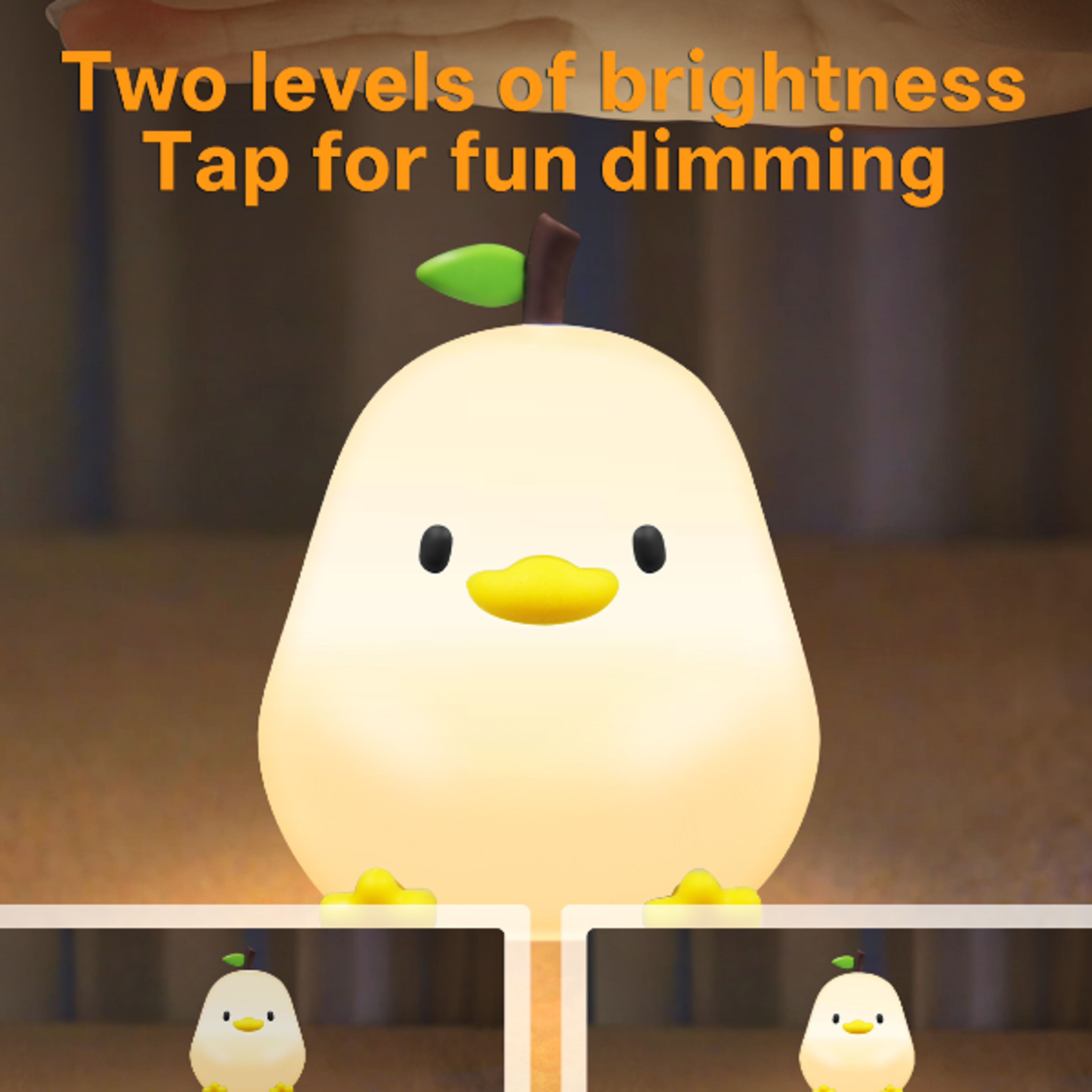 Cute Pear Night Light Dimmable USB Rechargeable Touch Control Silicone Stress Relief Pat Duck Lam
