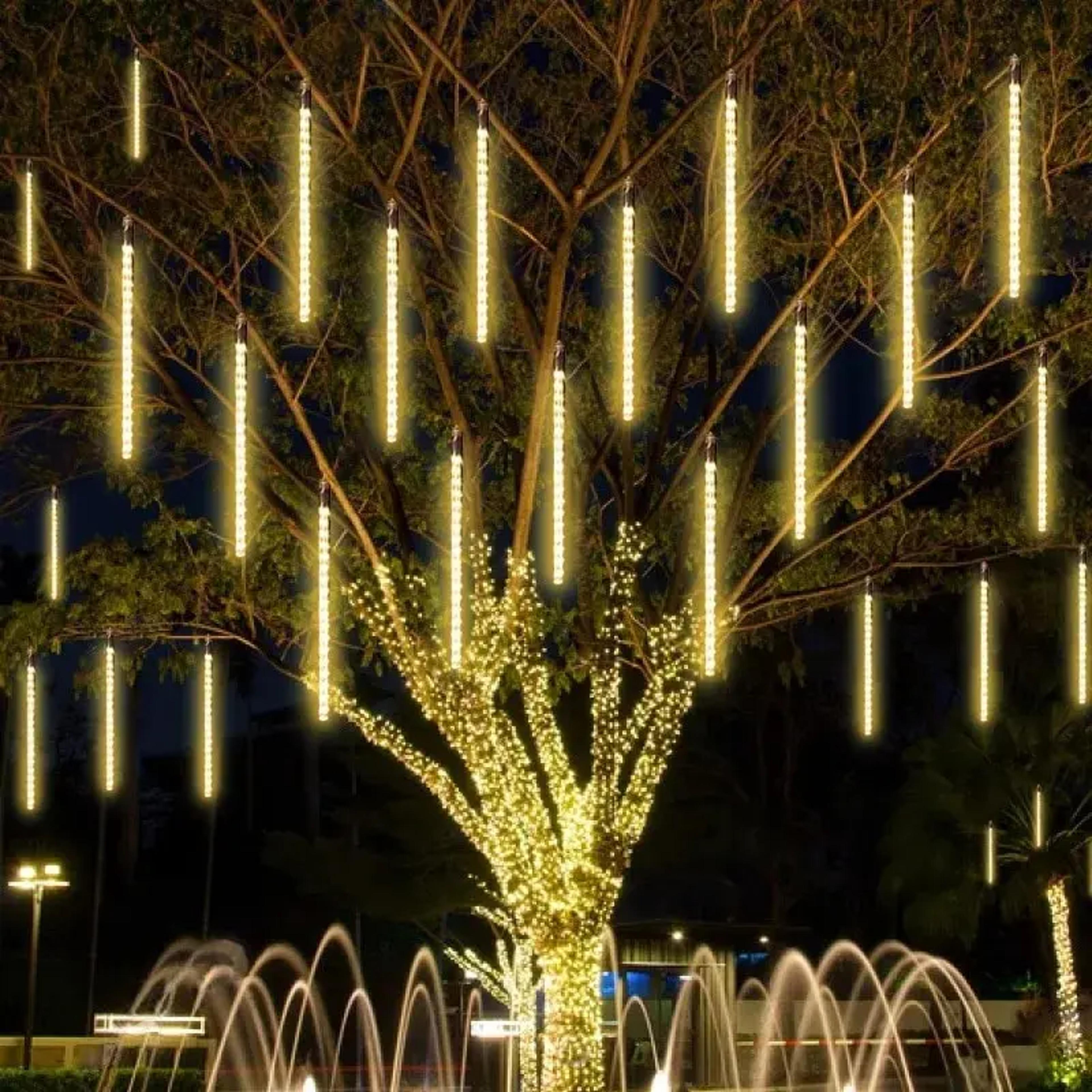 waterproof led meteor shower lights, christmas patio decor, holiday party string lights