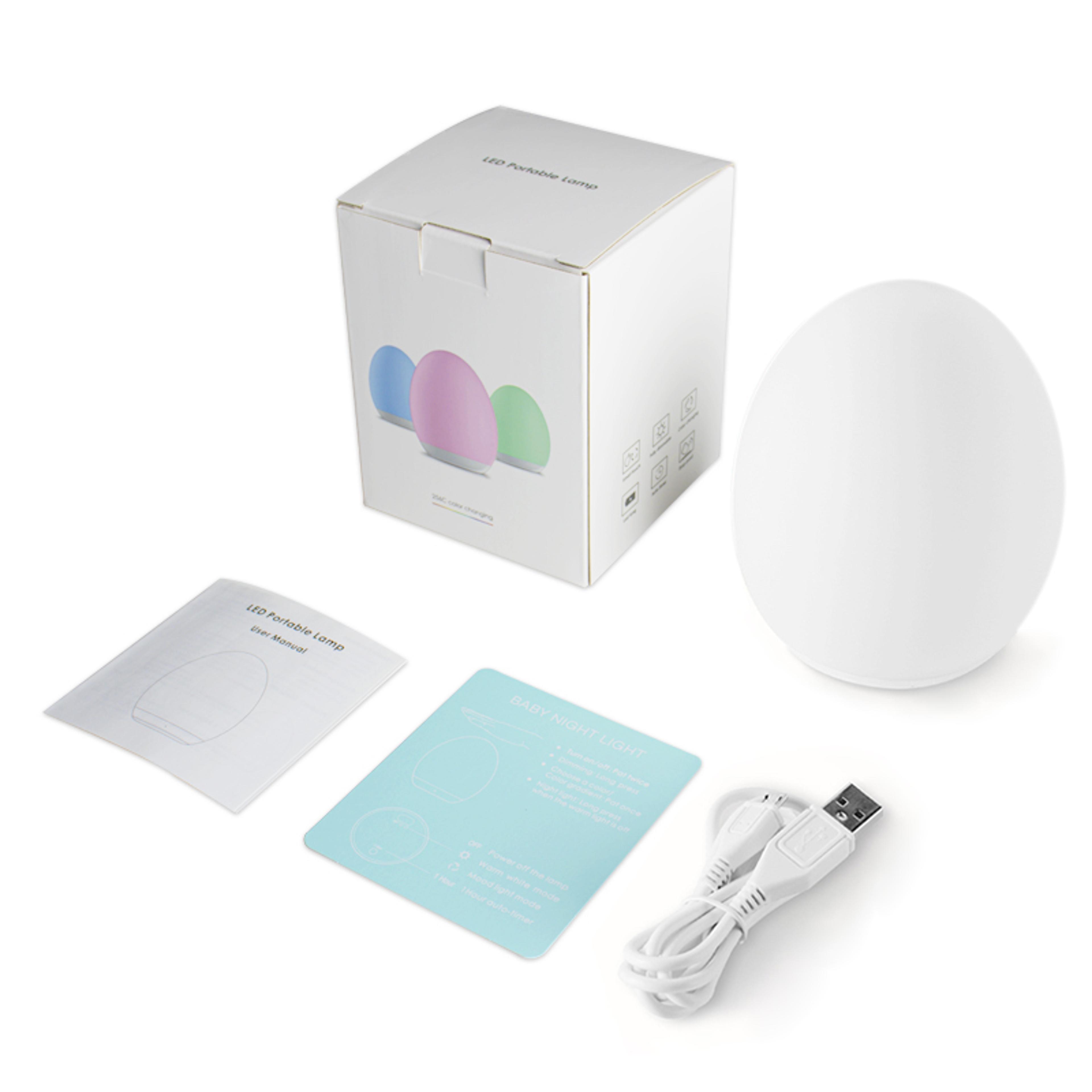 Portable Egg Shape Night Light USB Rechargeable Changing RGB Remote And Touch Control Dimmable Ambi 5