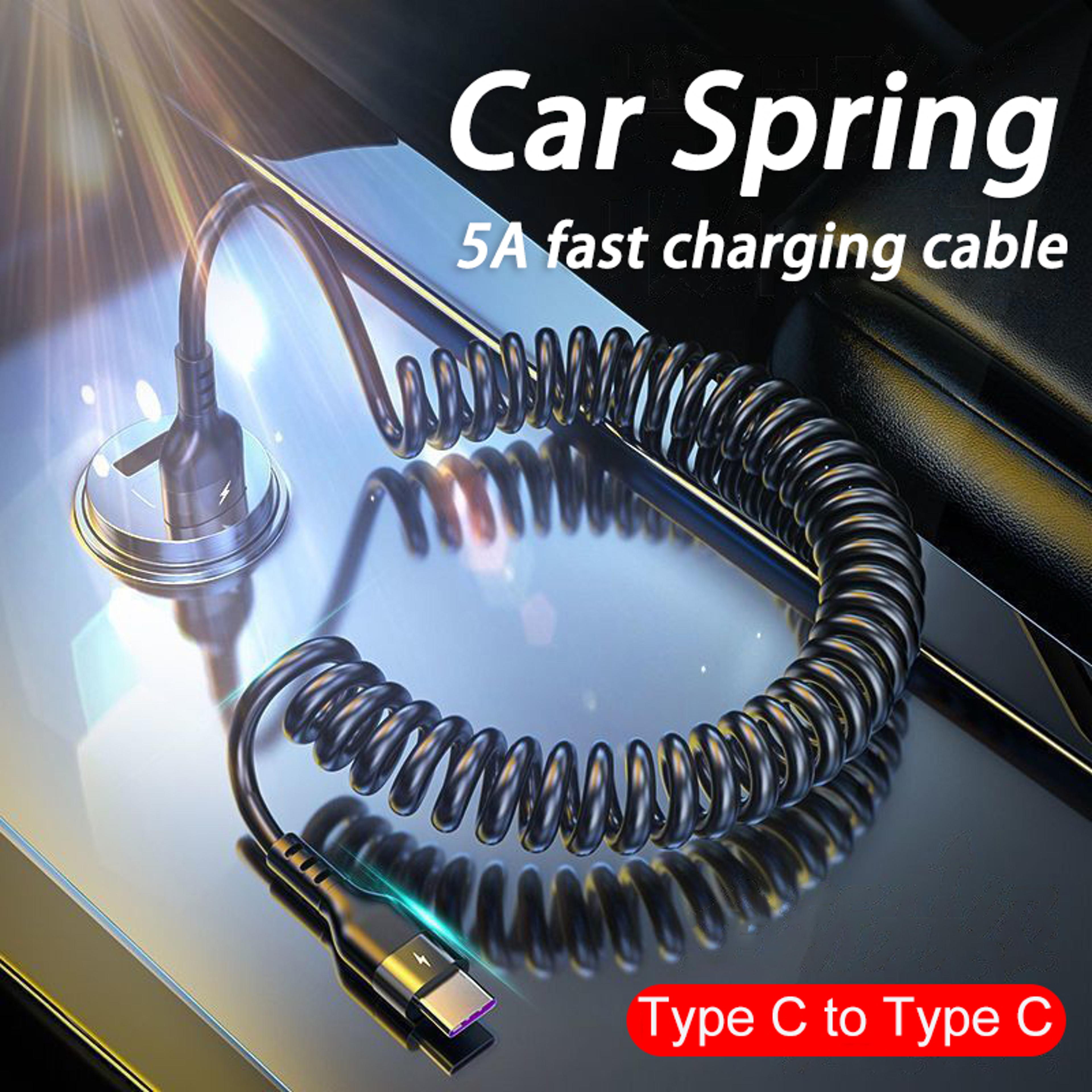 Type C To Type C Spring Telescopic Cable USB Type C Car Fast Charging Cord 4