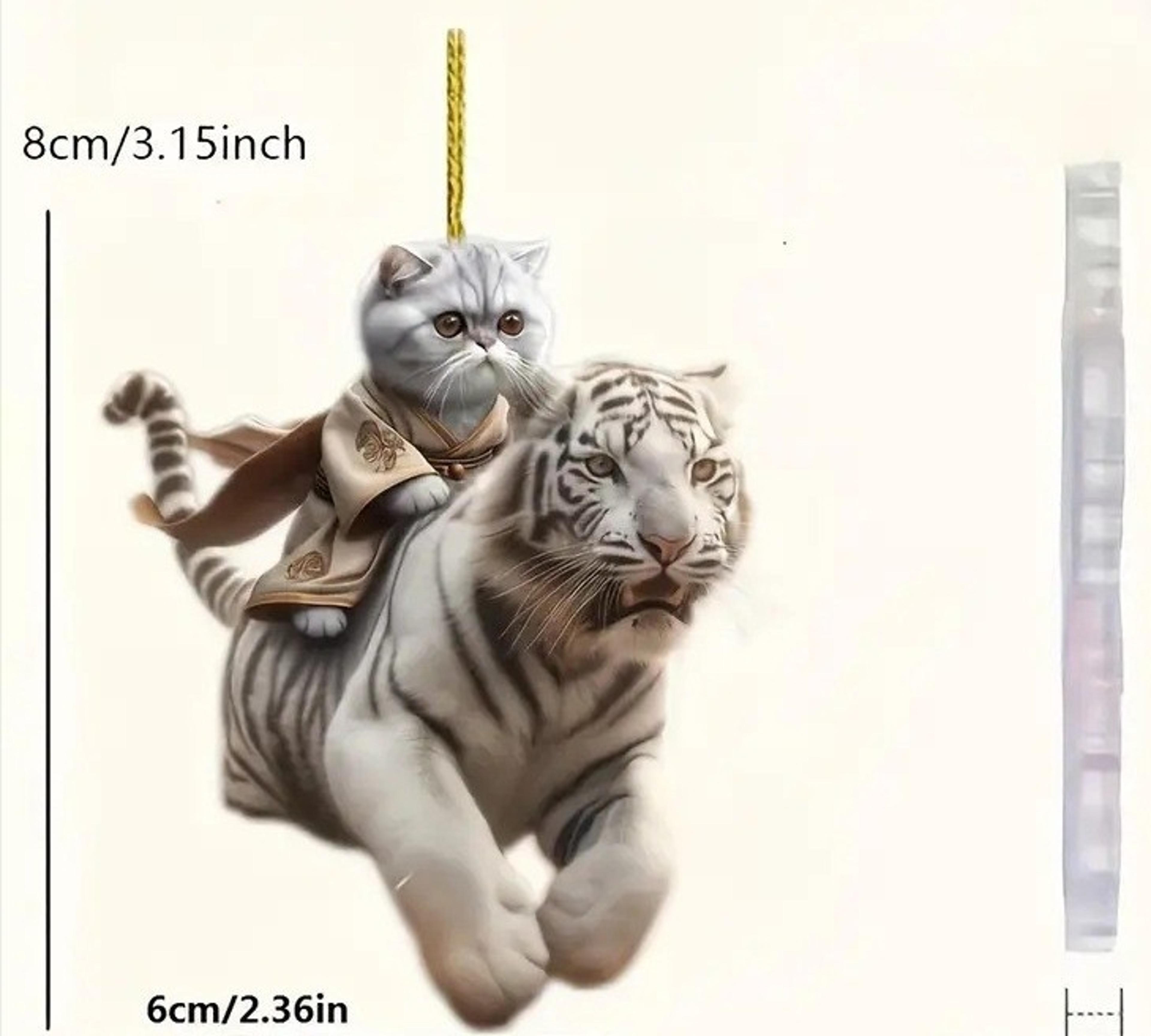 Car Interior Accessory Fun Animal Cat Pendant With Chain Realistic Rearview Mirror Hanging Ornament 5