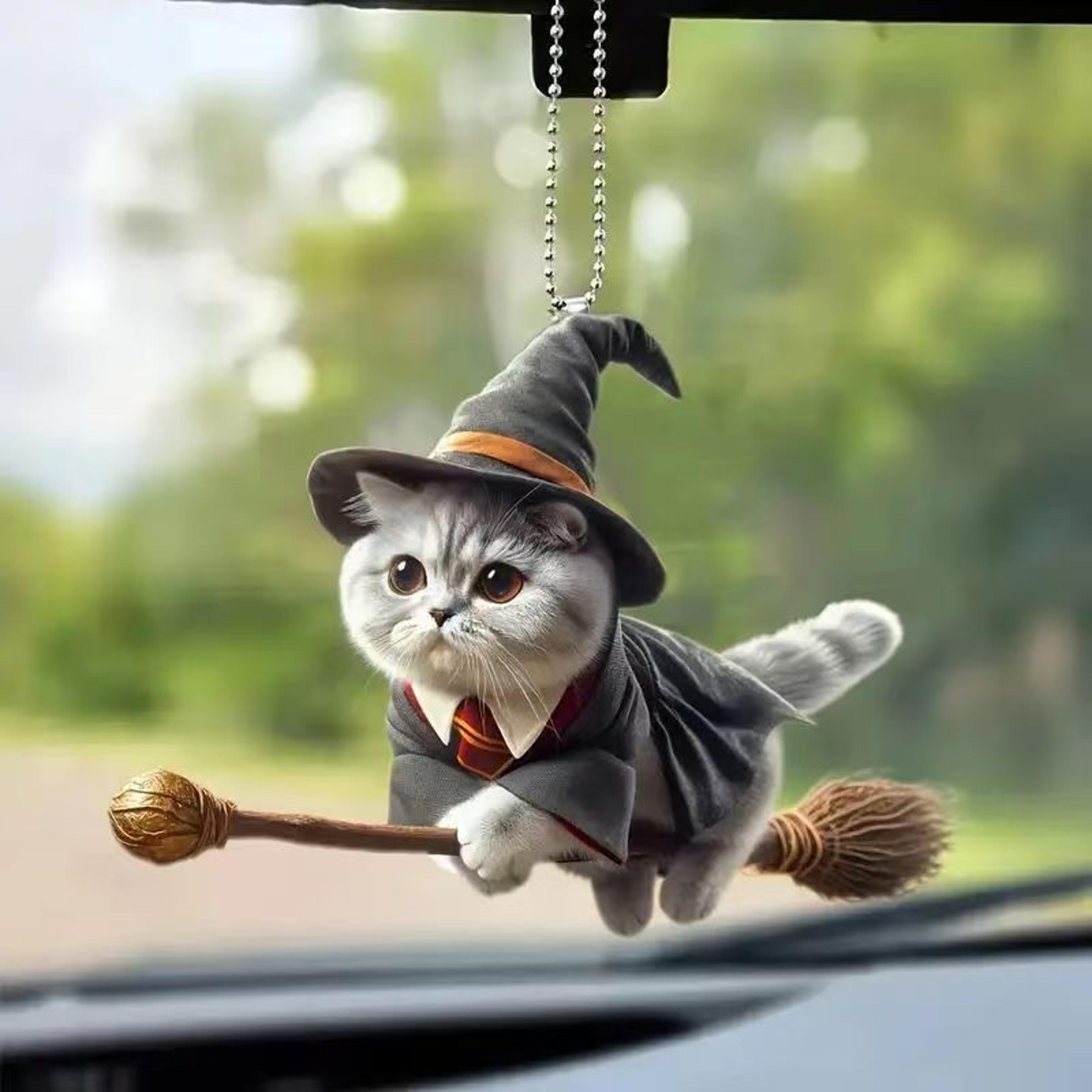 Car Interior Accessory Fun Animal Cat Pendant With Chain Realistic Rearview Mirror Hanging Ornament 15