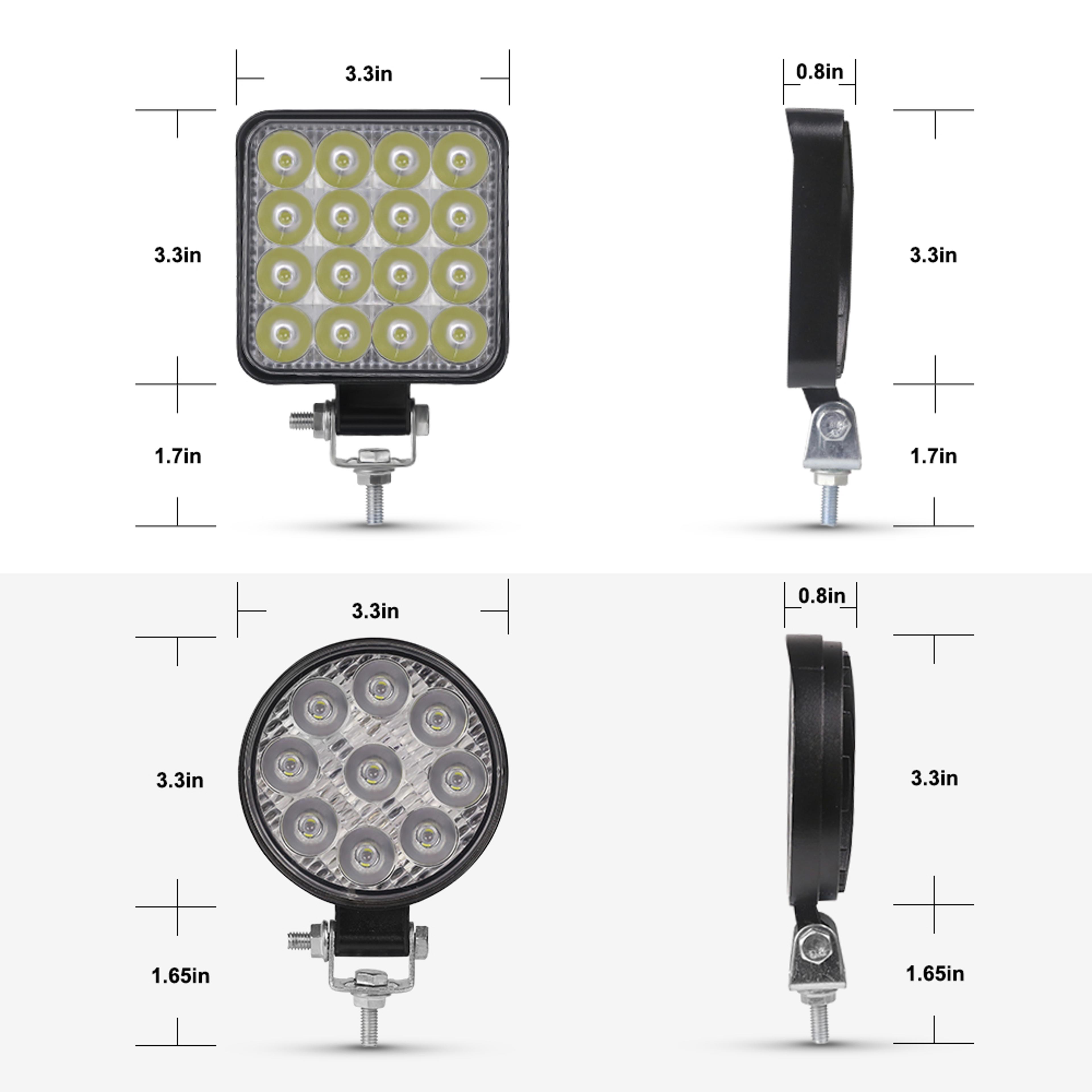 LED Work Light Bar Square Spotlight For Truck Jeep ATV SUV Tractor Motorcycle 3