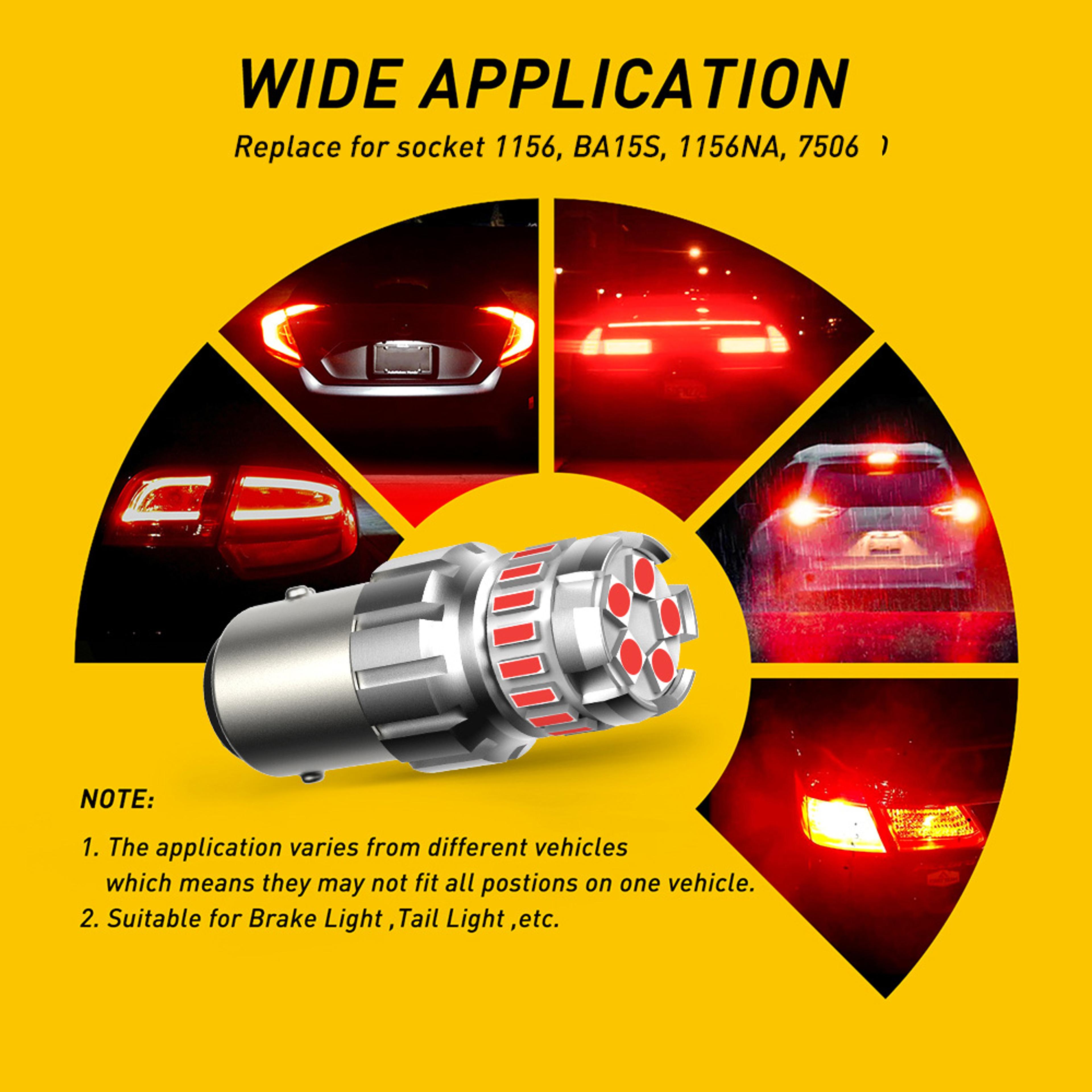 AUXITO LED Red Bulbs White Yellow Car Lights Brake Light Reverse Lamp DRL 3