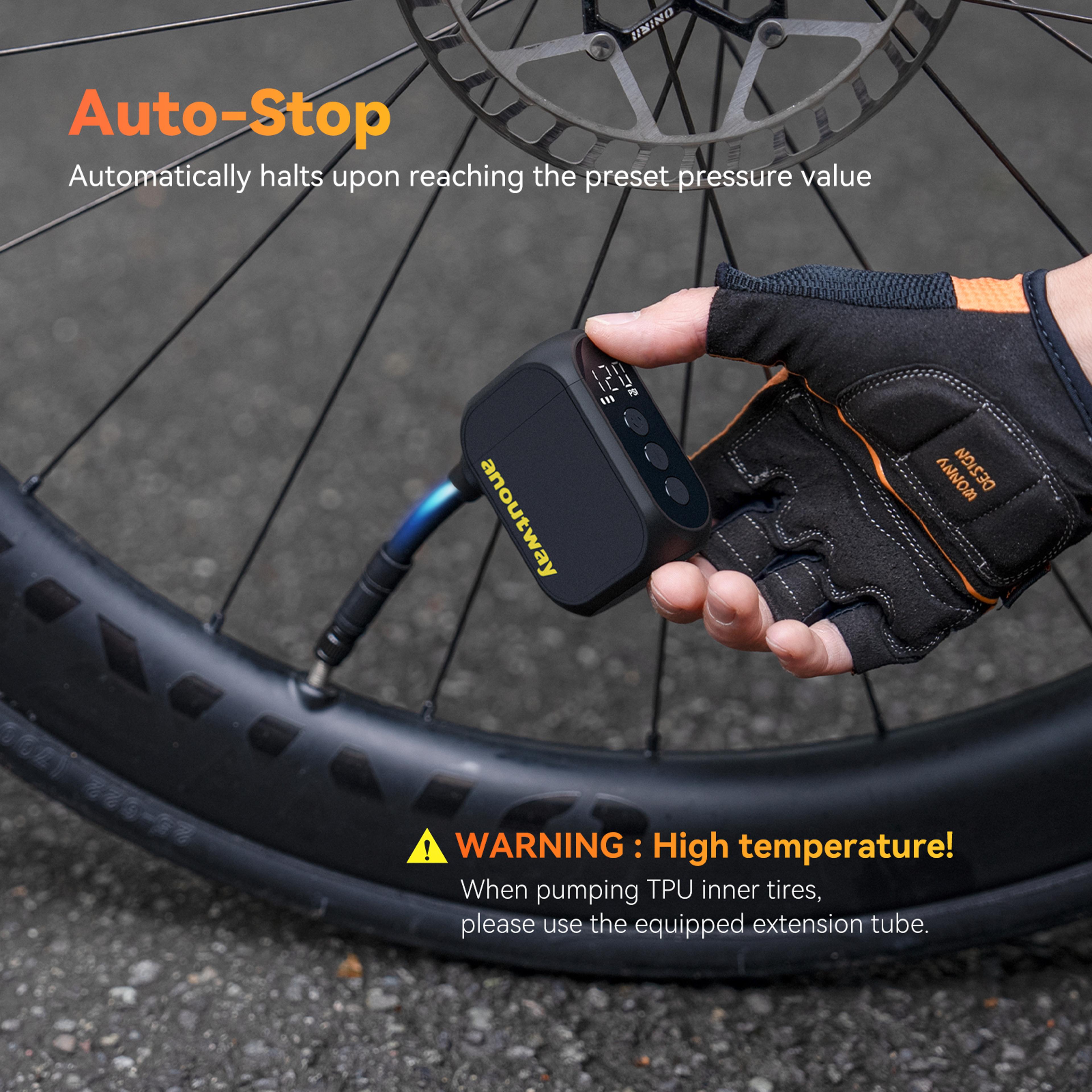 Cordless Tire Inflator With Screen Anoutway Pro Mini Electric Pump Fast Charging Battery For Bike 3