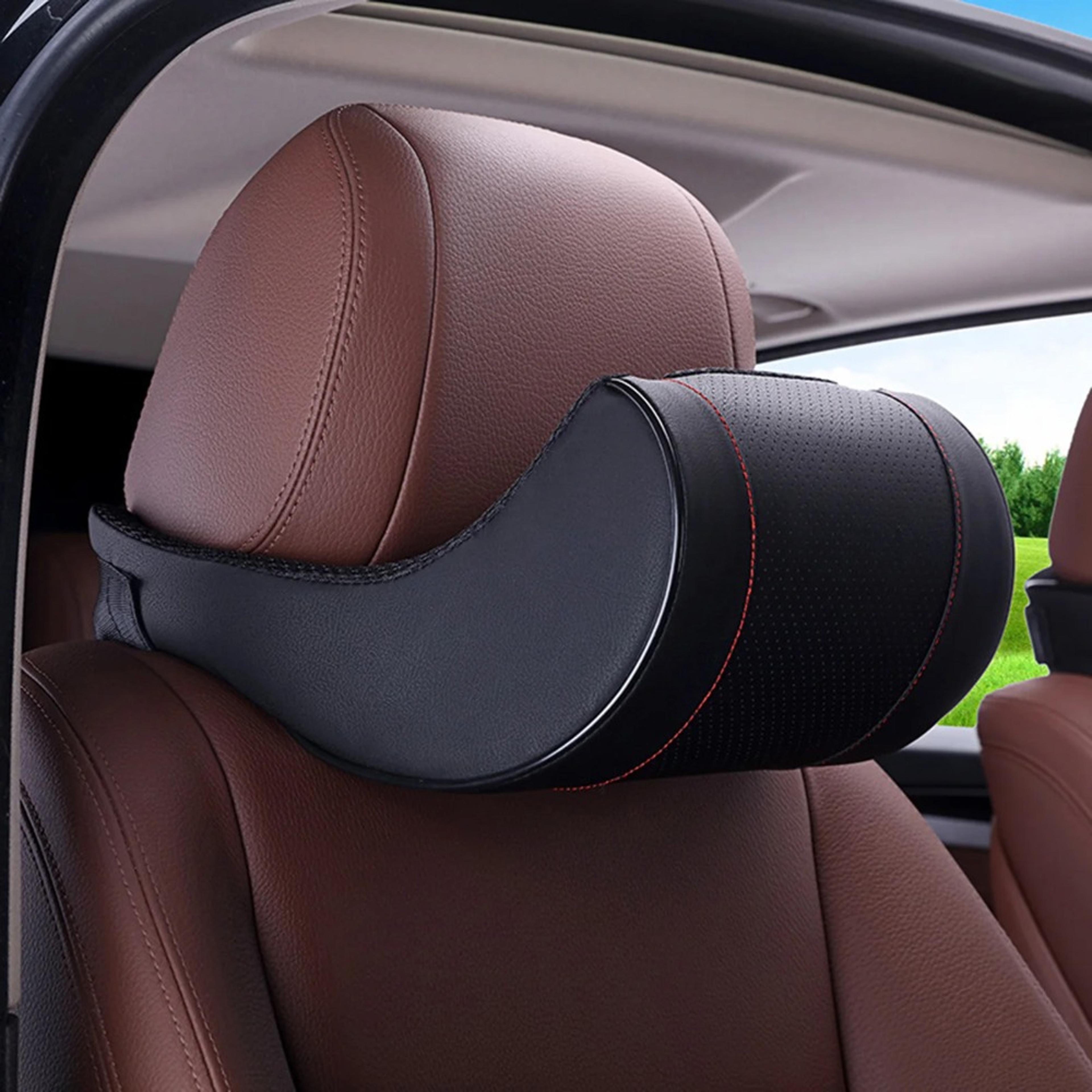 Memory Foam Car Neck Pillow PU Leather Car Headrest Cushion For Comfortable Driving Support 1
