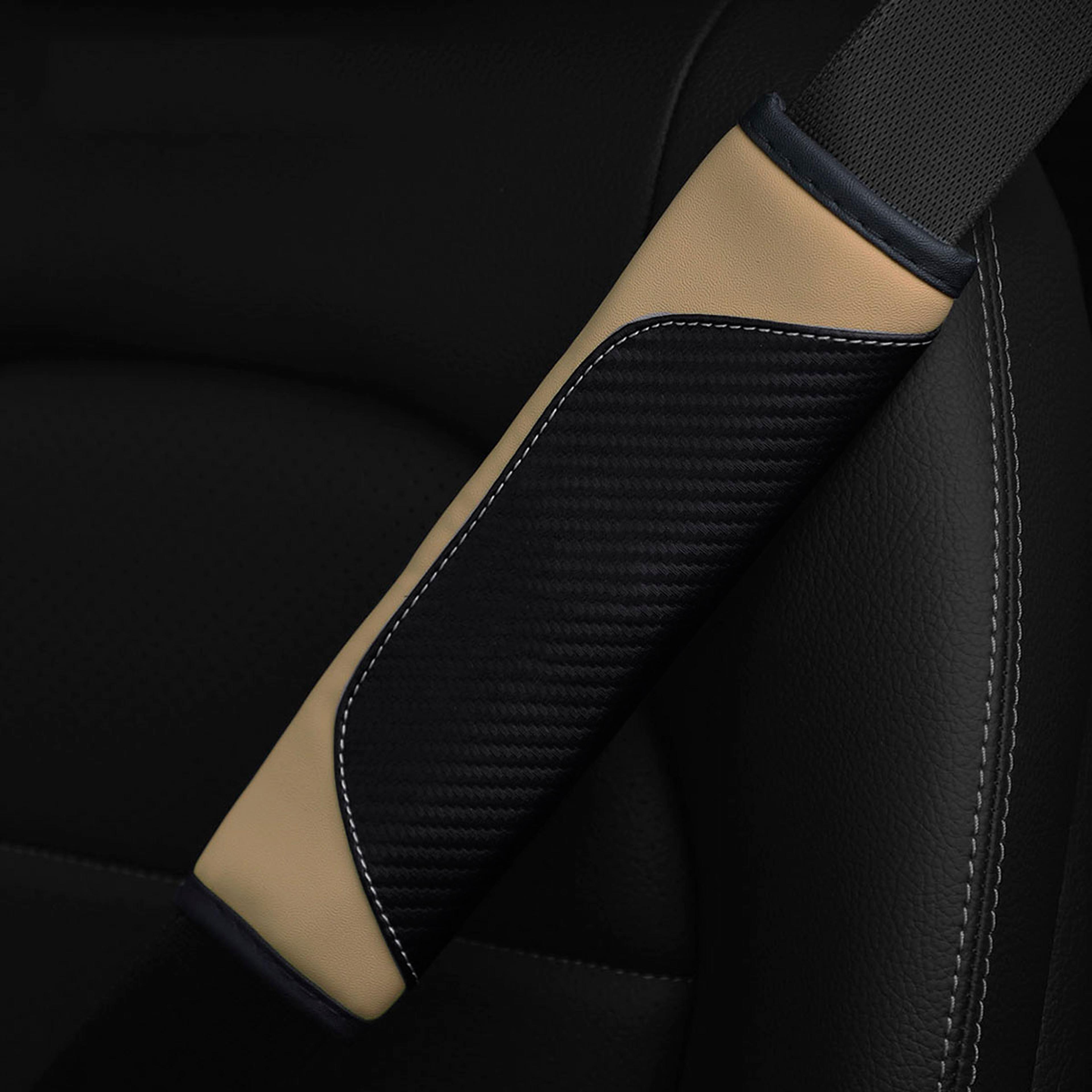 Car Seat Belt Shoulder Pad PU Carbon Fiber Leather Cushion Universal Interior Accessory Set 2