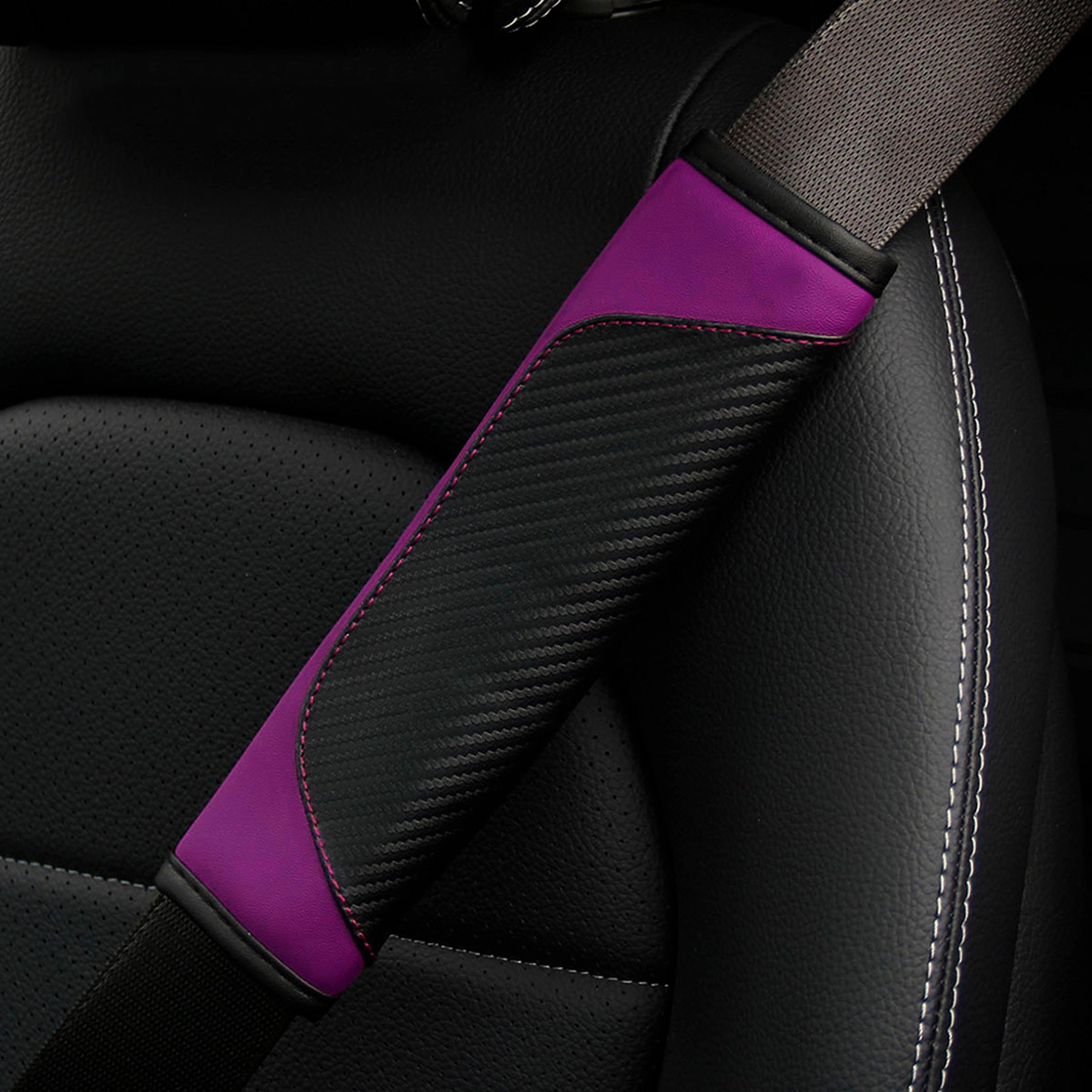 Car Seat Belt Shoulder Pad PU Carbon Fiber Leather Cushion Universal Interior Accessory Set 8