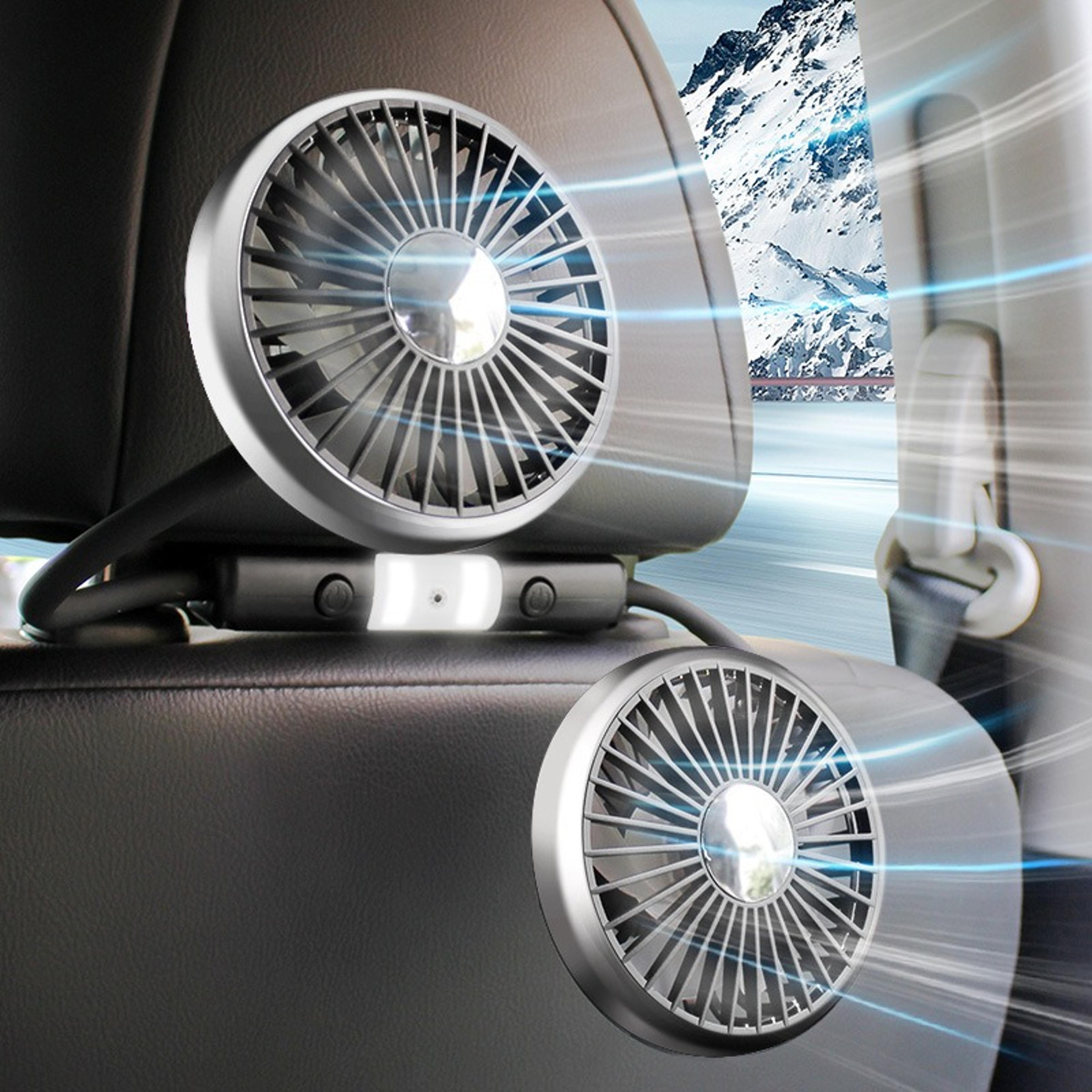 Rotating Dual Head USB Car Back Seat Fan With Speed Cooling For Cars And SUVs 2