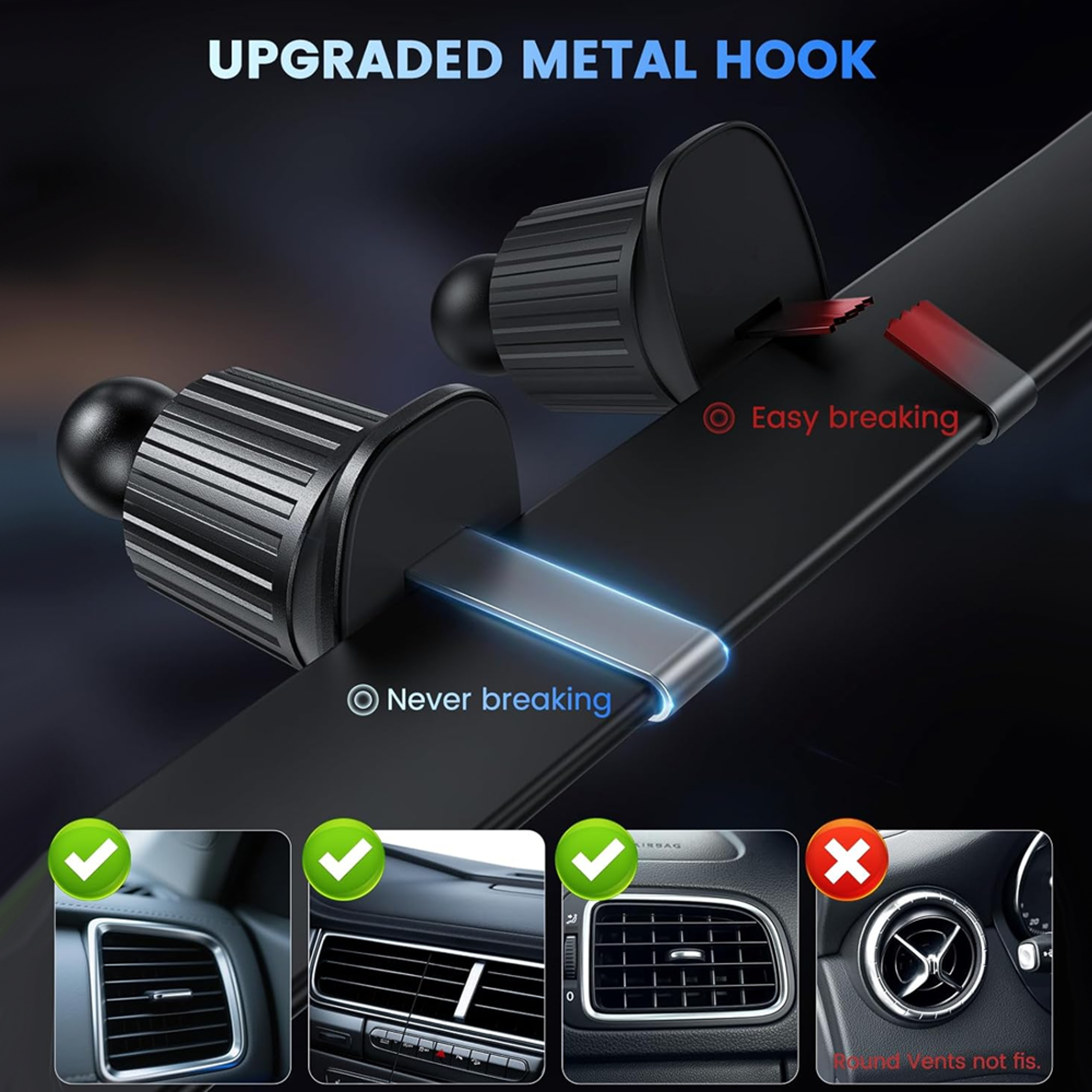 Magnetic Car Charger Wireless Phone Mount With LED Light For MagSafe IPhone 1