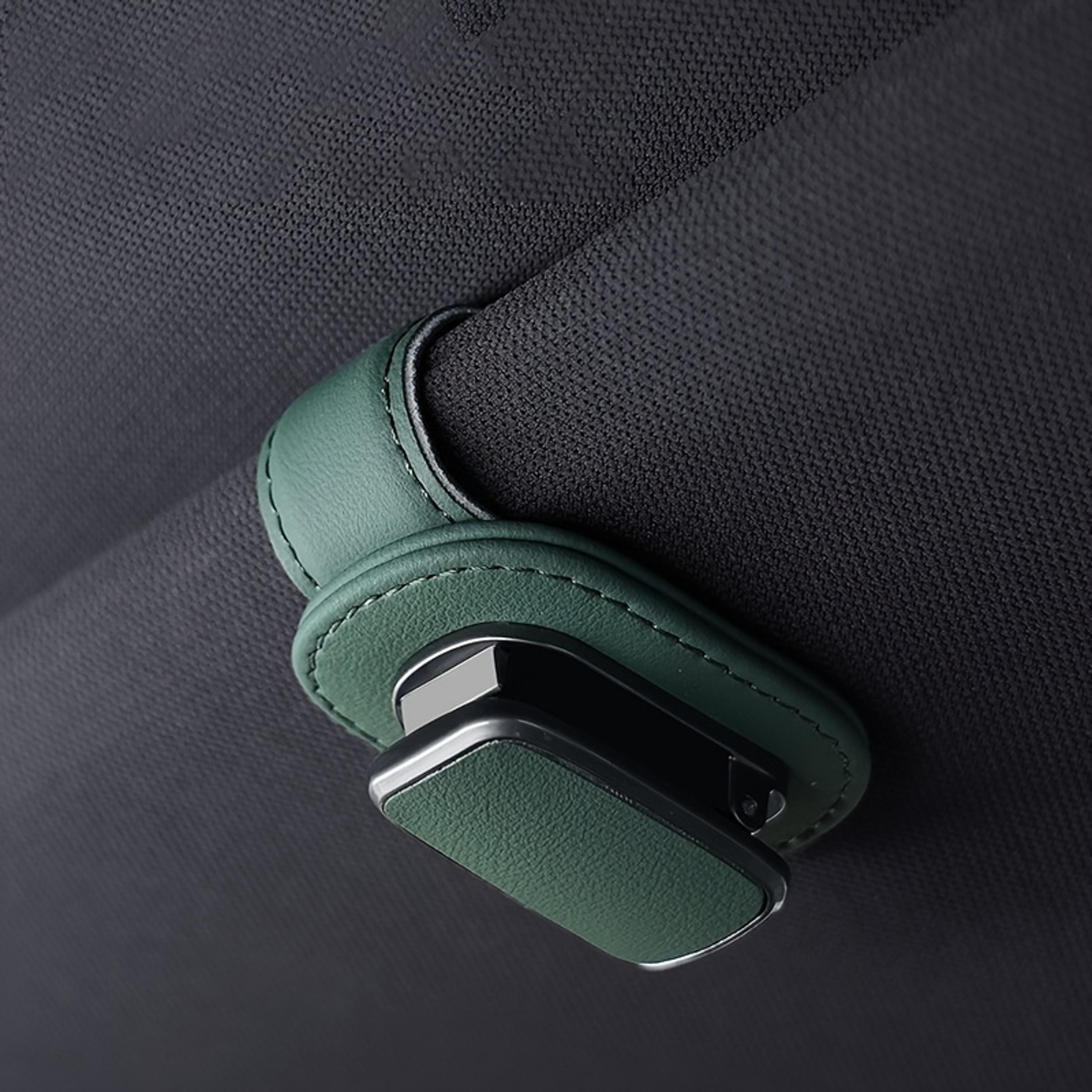 Car Sun Visor Glasses Holder PU Leather One Click Visor Organizer Clip For Glasses And Smartphone 5