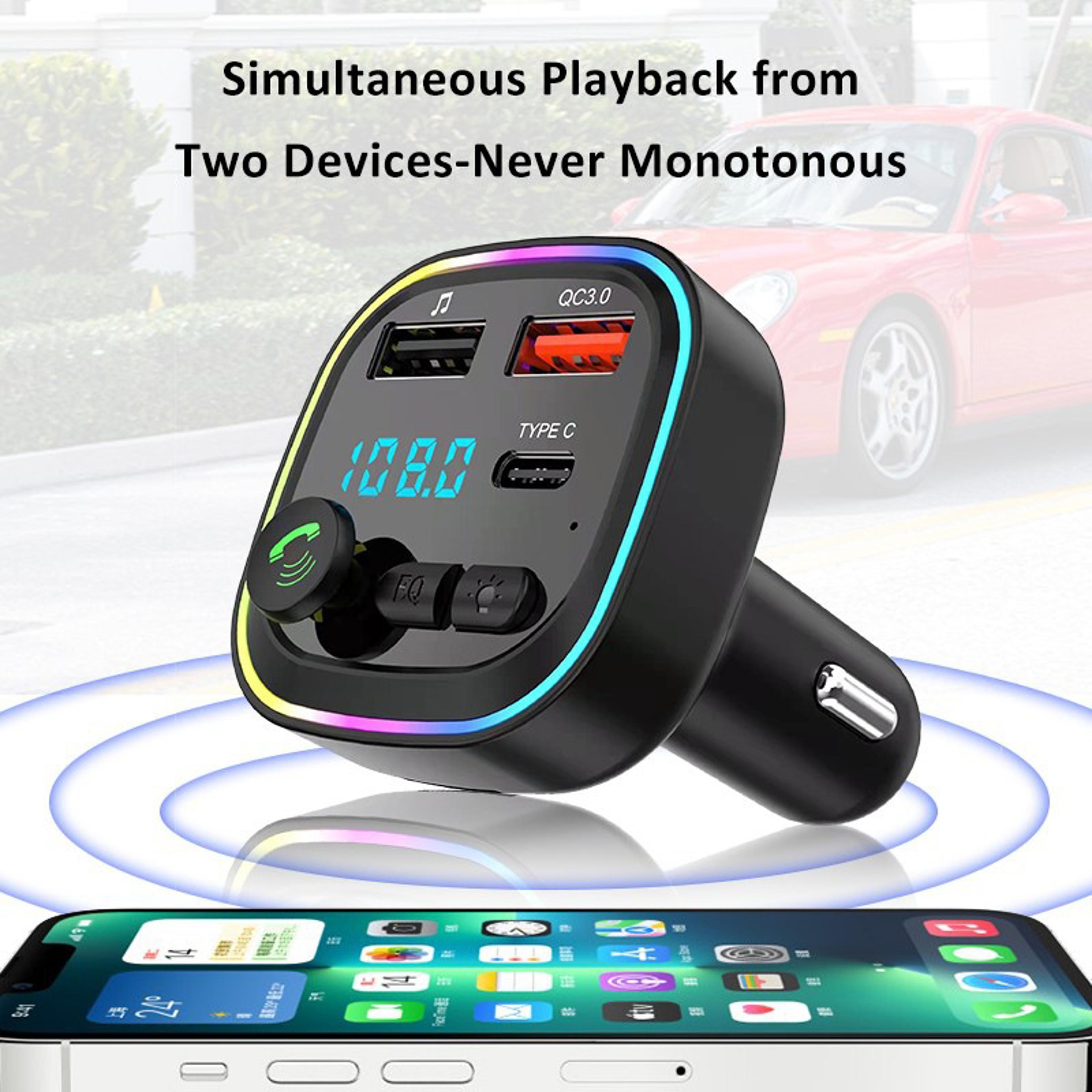 Bluetooth FM Transmitter Car Bluetooth Adapter With Fast Charger Dual USB  Type C Hands Free Car Ki 3