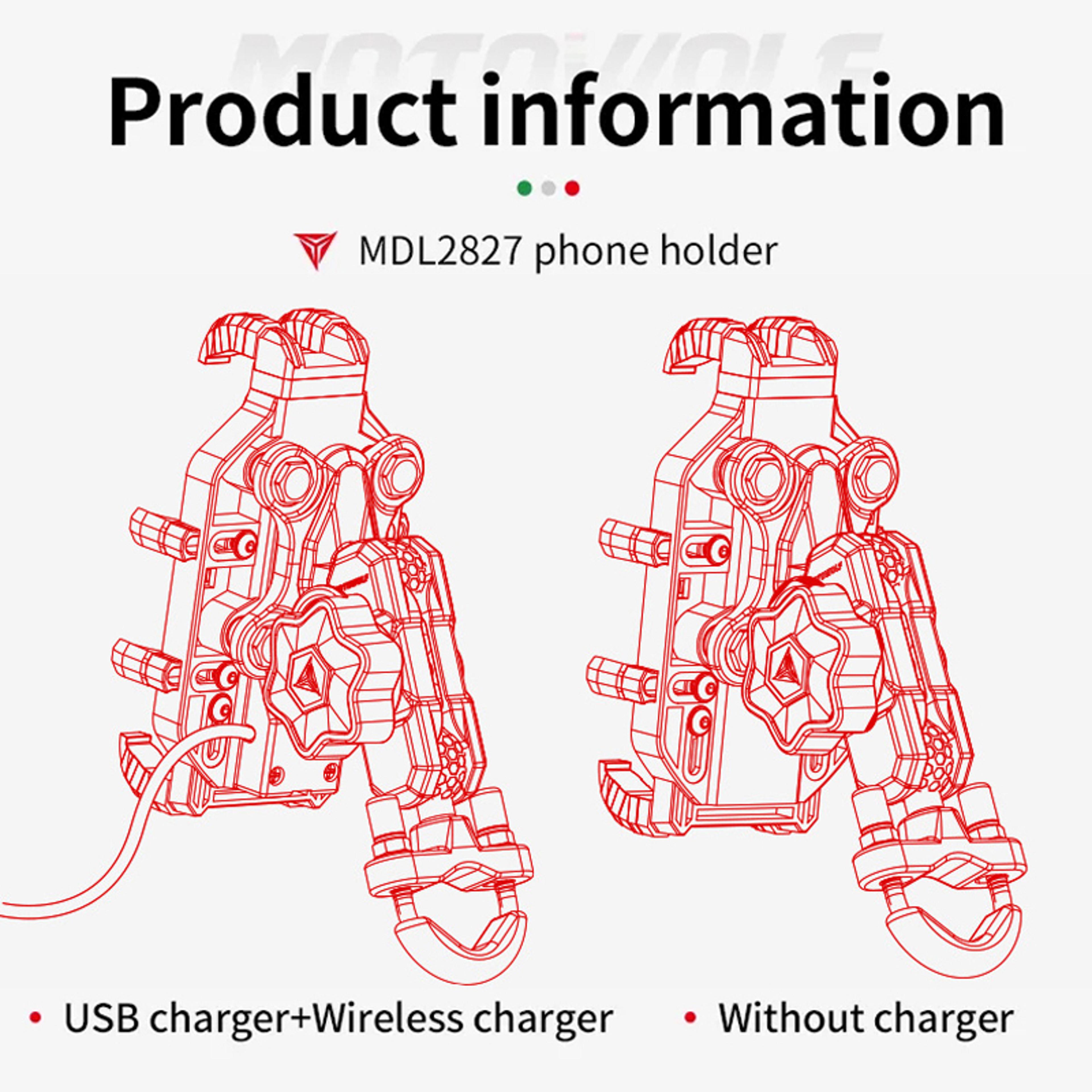 Motorcycle Phone Holder With Wireless Charging Handlebar Mount For Smartphones 3