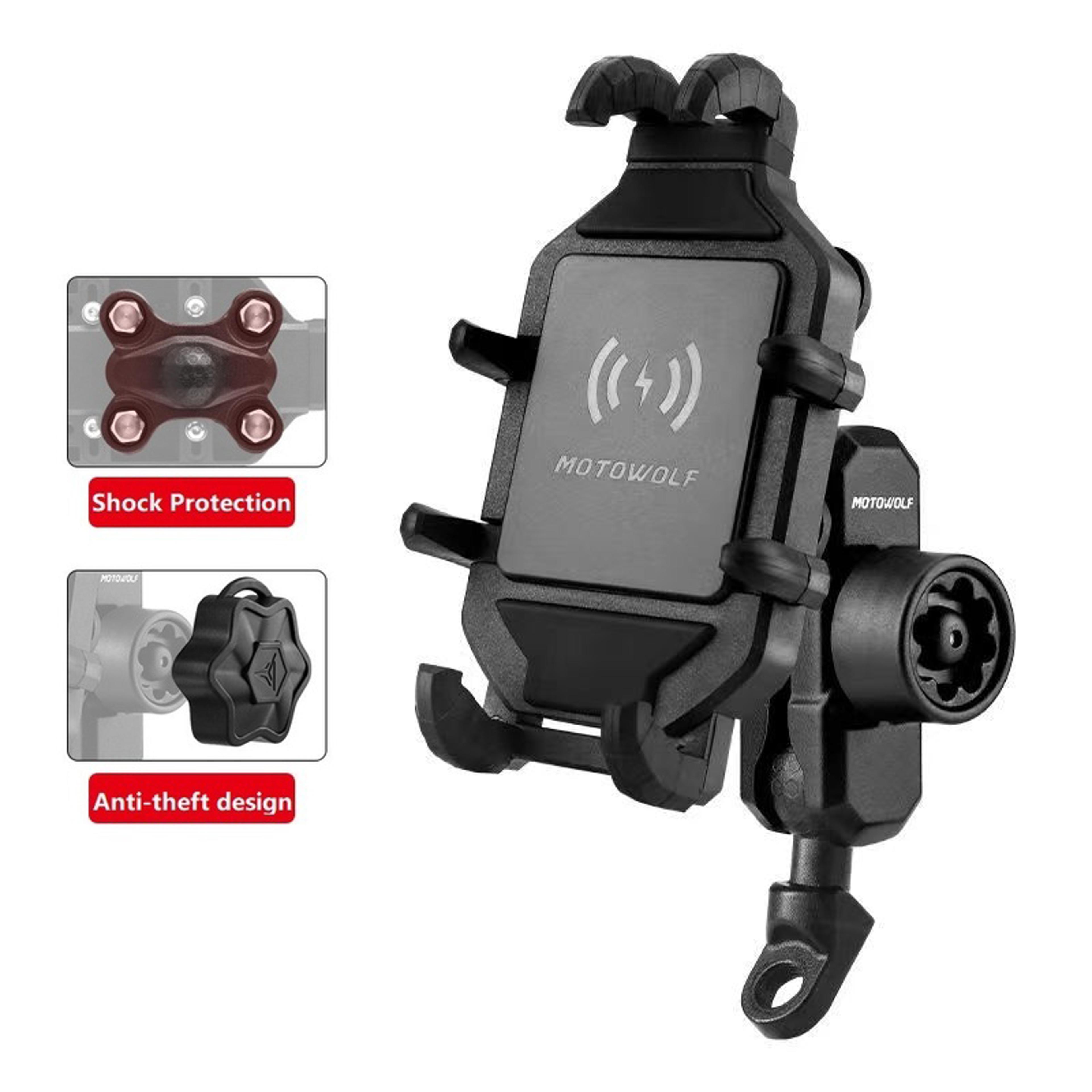 Motorcycle Phone Holder With Wireless Charging Handlebar Mount For Smartphones 6