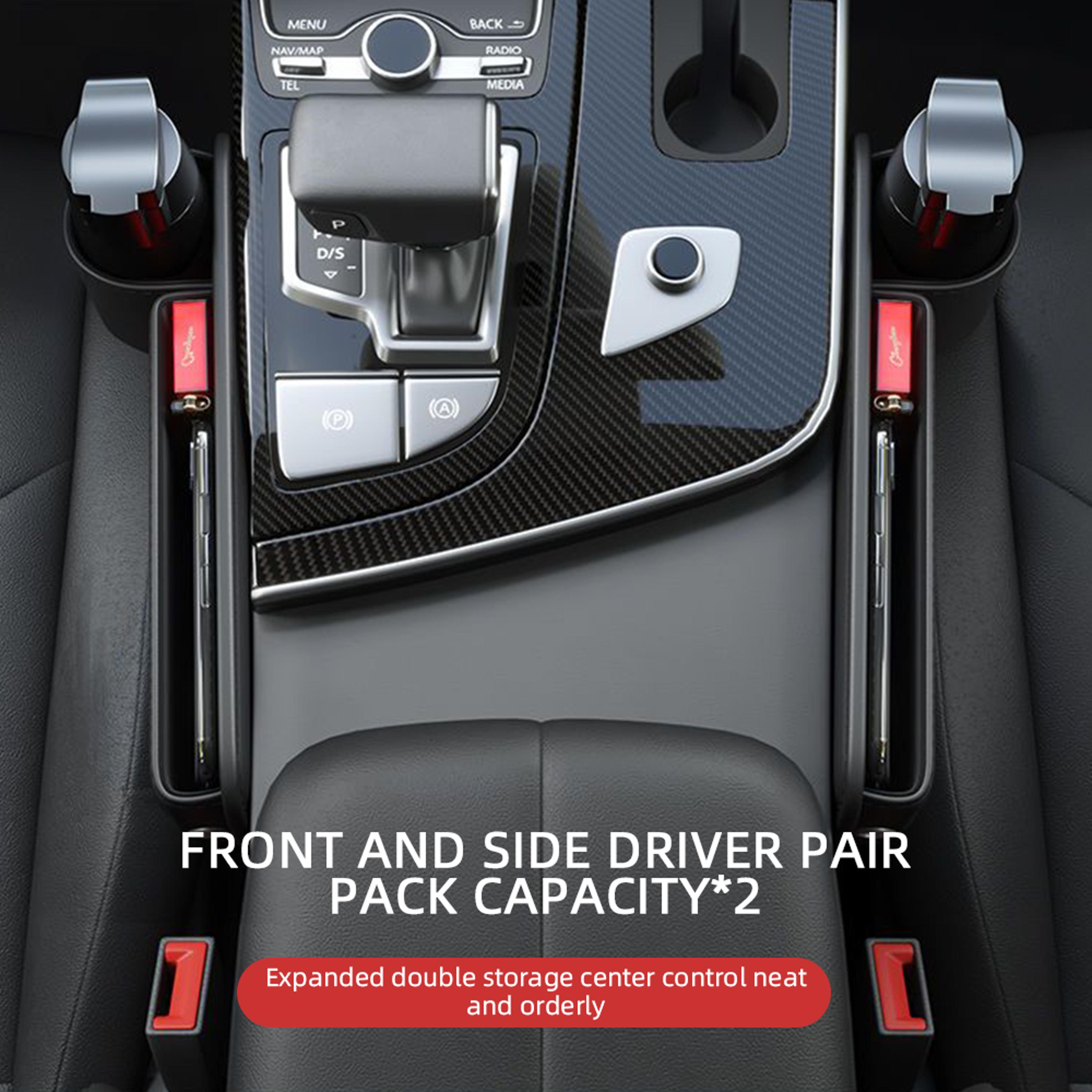 Car Seat Gap Organizer With Cup Holder Leather Seat Gap Filler Storage Box For Most Cars 4