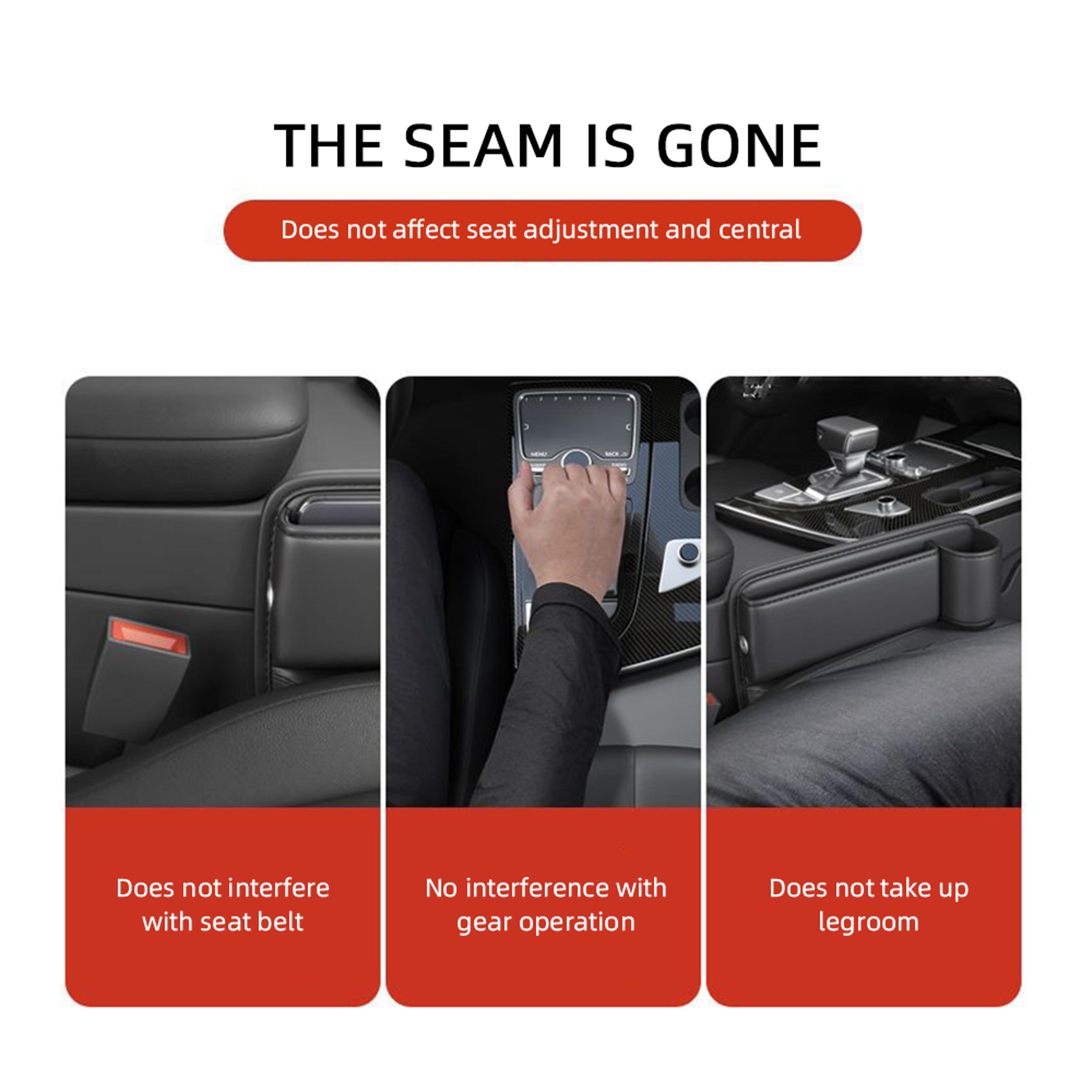 Car Seat Gap Organizer With Cup Holder Leather Seat Gap Filler Storage Box For Most Cars 5