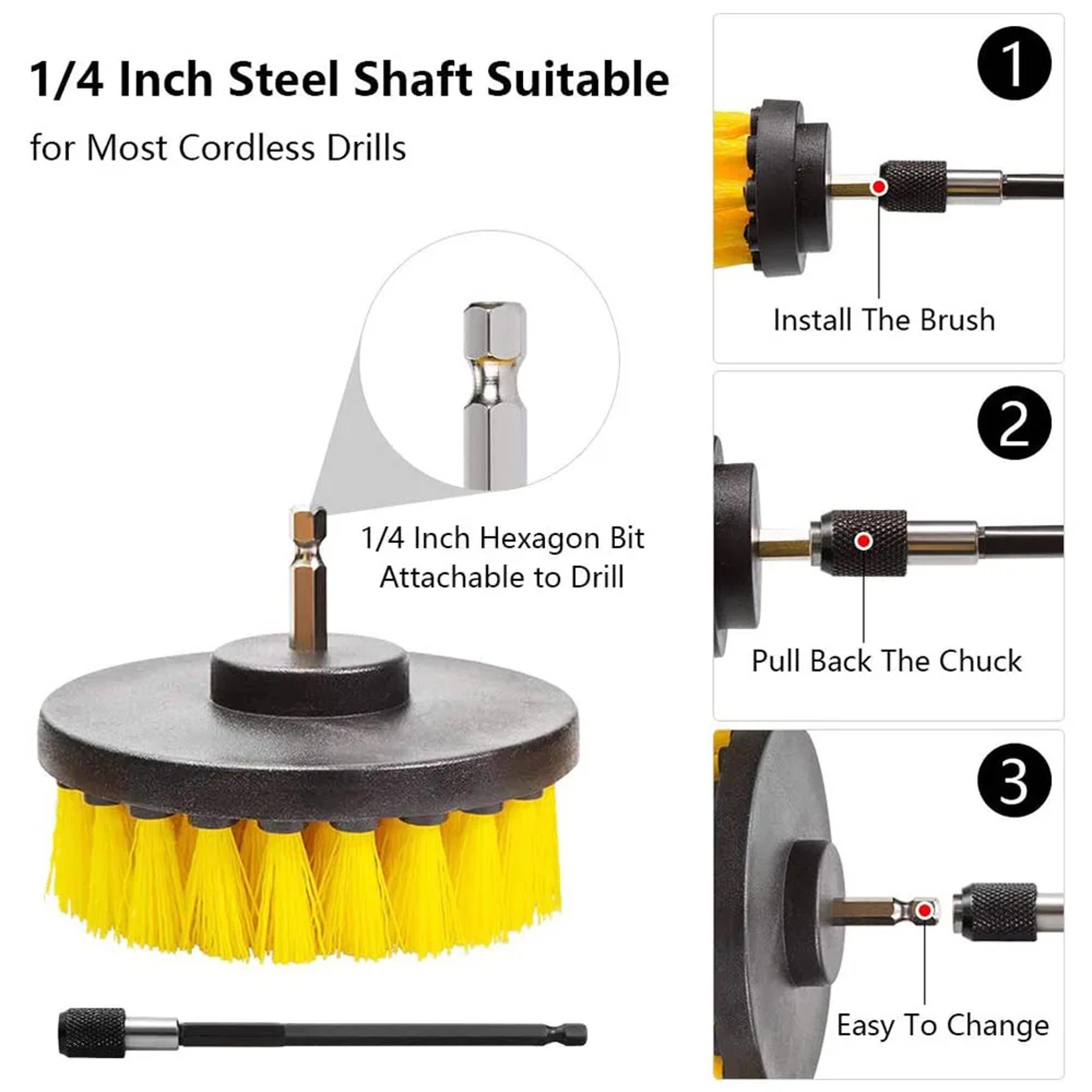Drill Brush Attachment Set Power Scrubber Cleaning Brush Kit With Extension For Car Wheels Tires Gl 1