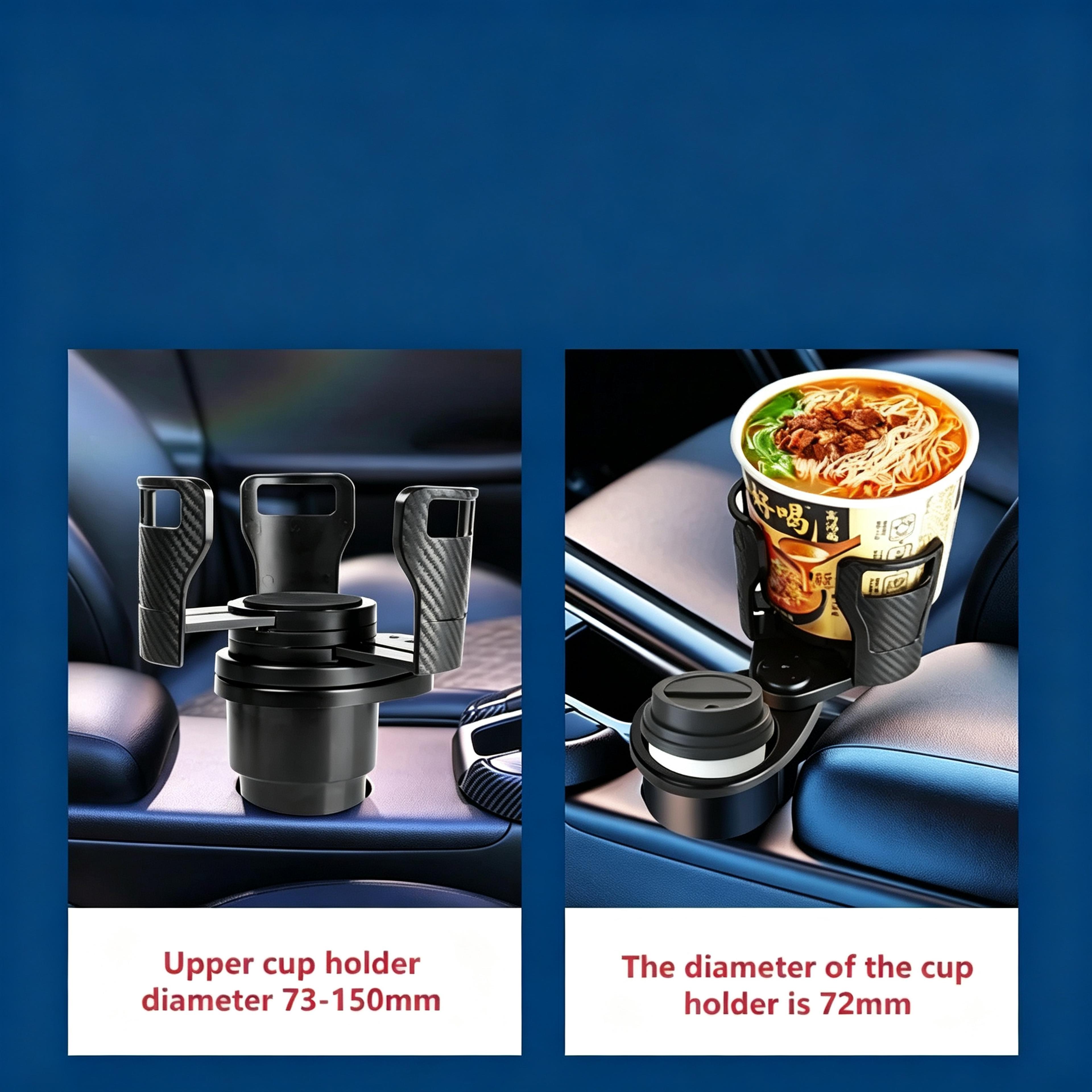 Rotating Car Cup Holder Expander With Dual Drink Storage For Center Console Organizer 2