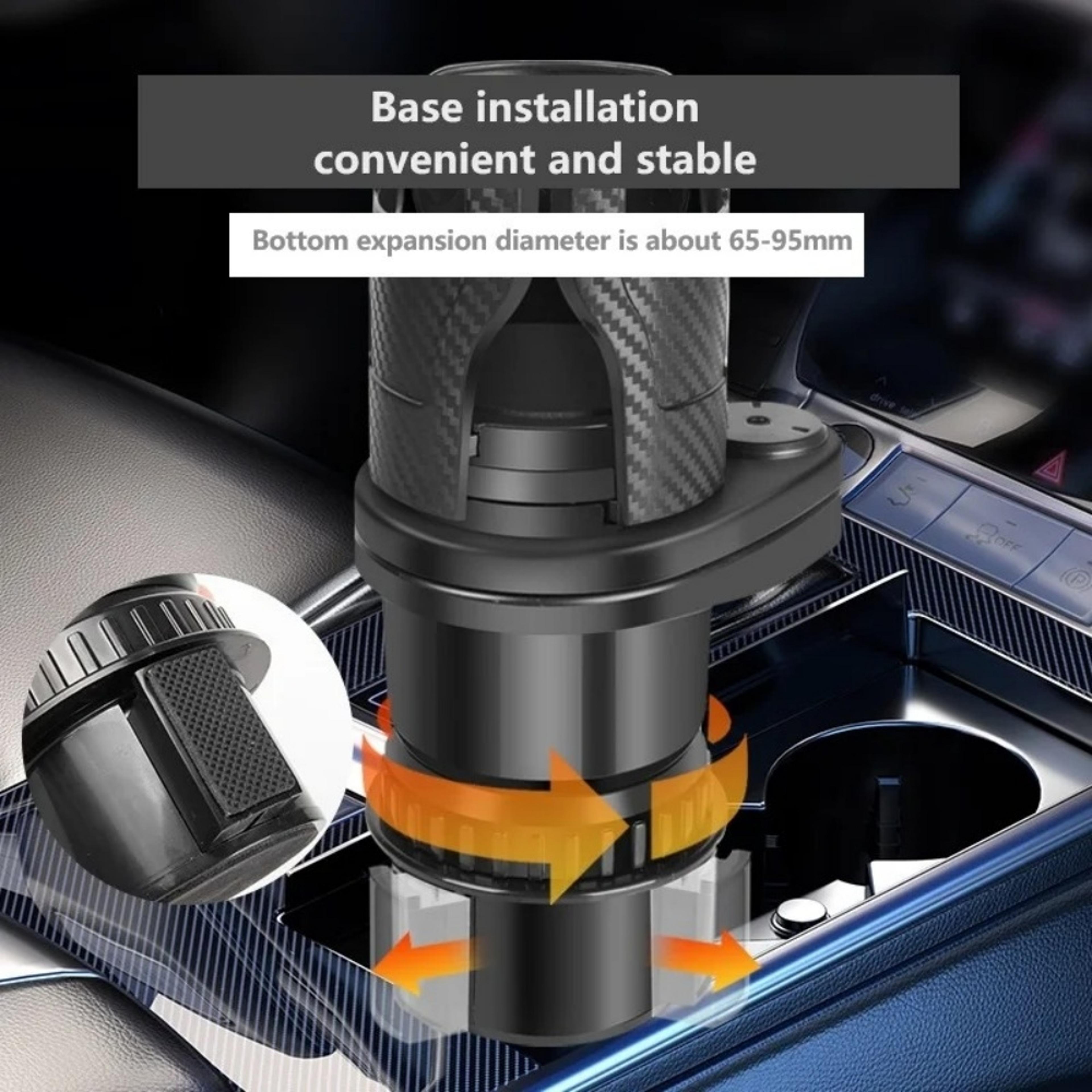 Adjustable Car Cup Holder Expander With Rotating Dual Drink Holder For Cars SUVs  Trucks 3