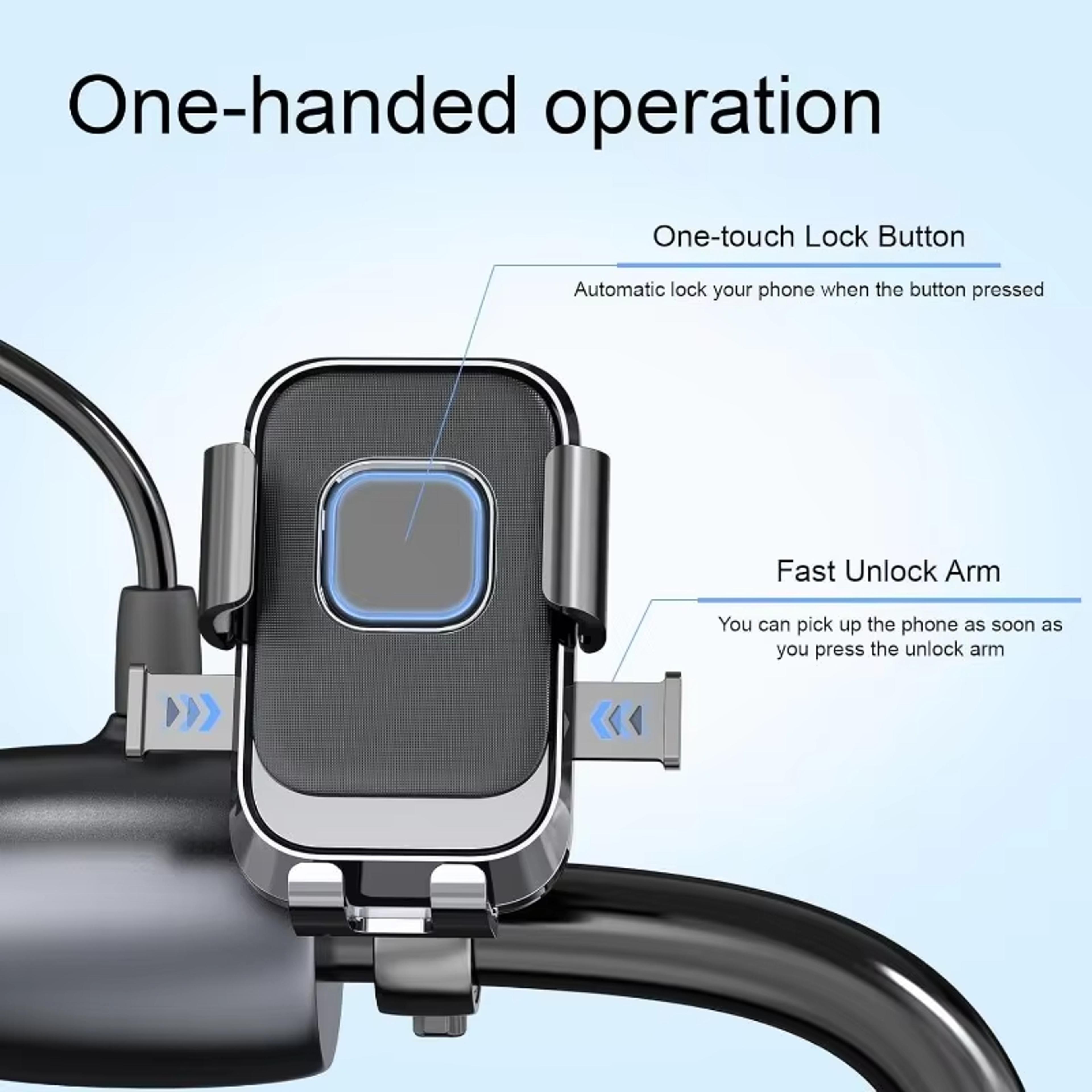 Bike Phone Holder Motorcycle Phone Mount Fast Lock Rotatable Shockproof Handlebar Holder 2