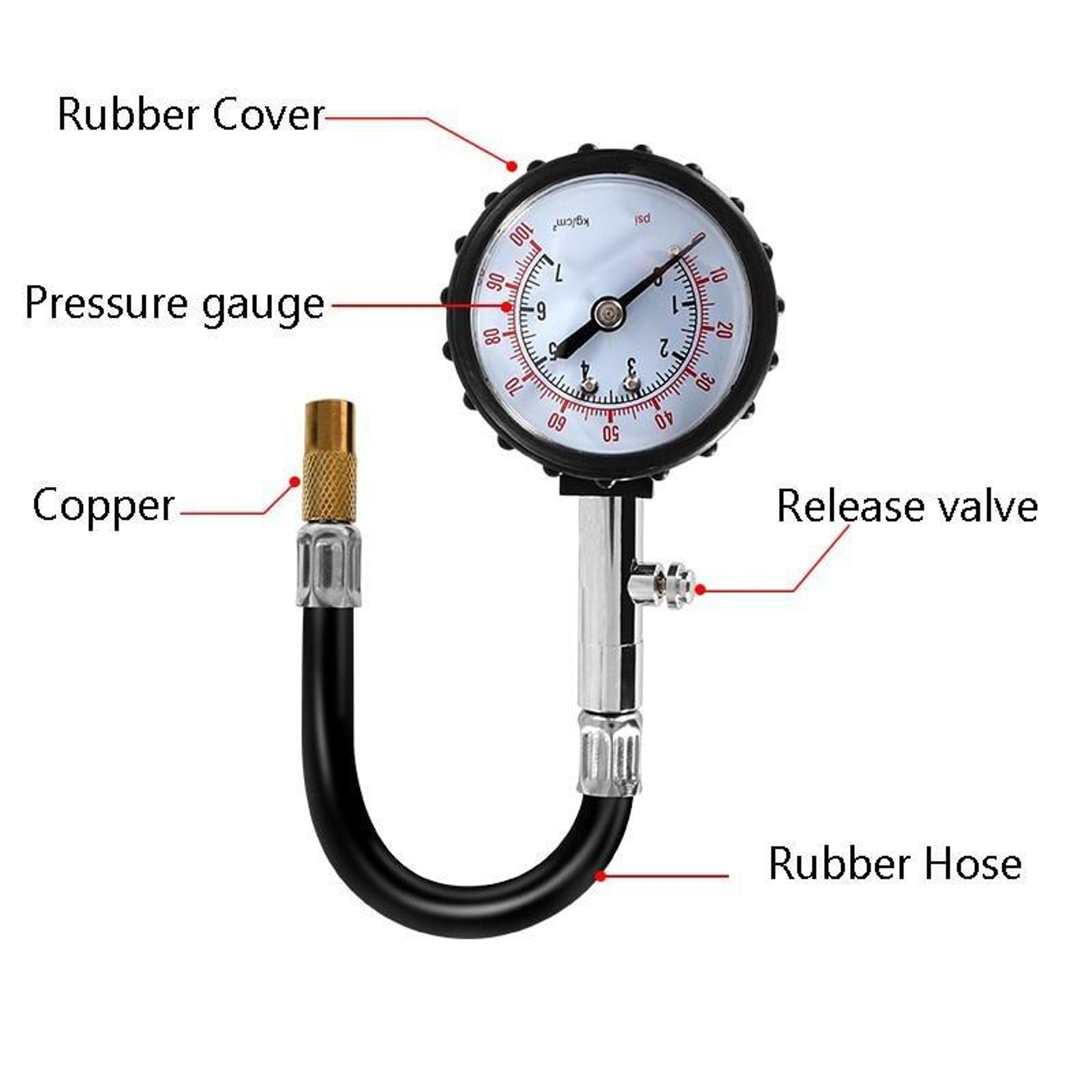 High Precision Tire Pressure Gauge PSI Long Tube Air Tester For Car Motorcycle 3