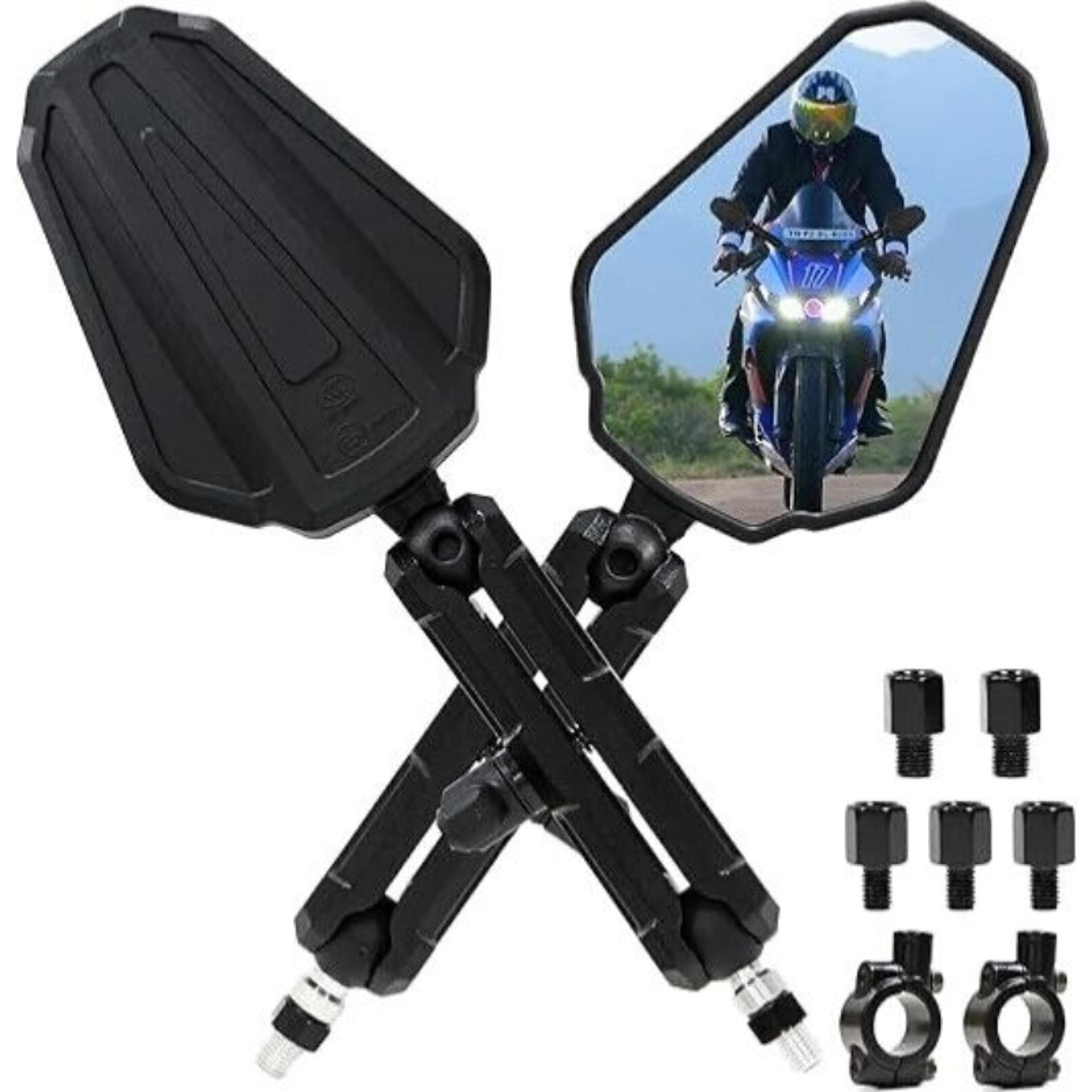 Universal Foldable Motorcycle Rear View Mirrors Adjustable Handlebar Safety Mirrors 1