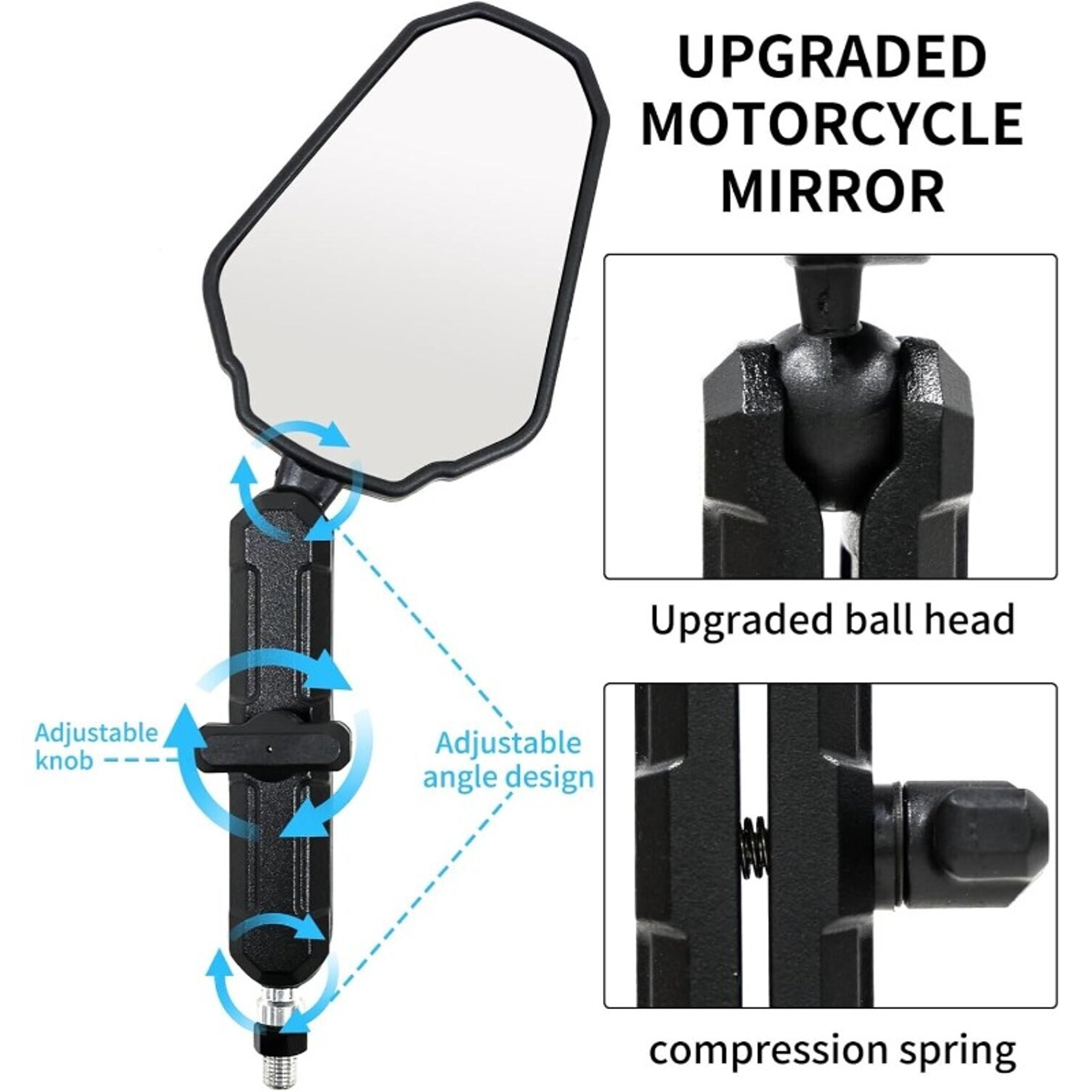 Universal Foldable Motorcycle Rear View Mirrors Adjustable Handlebar Safety Mirrors 2