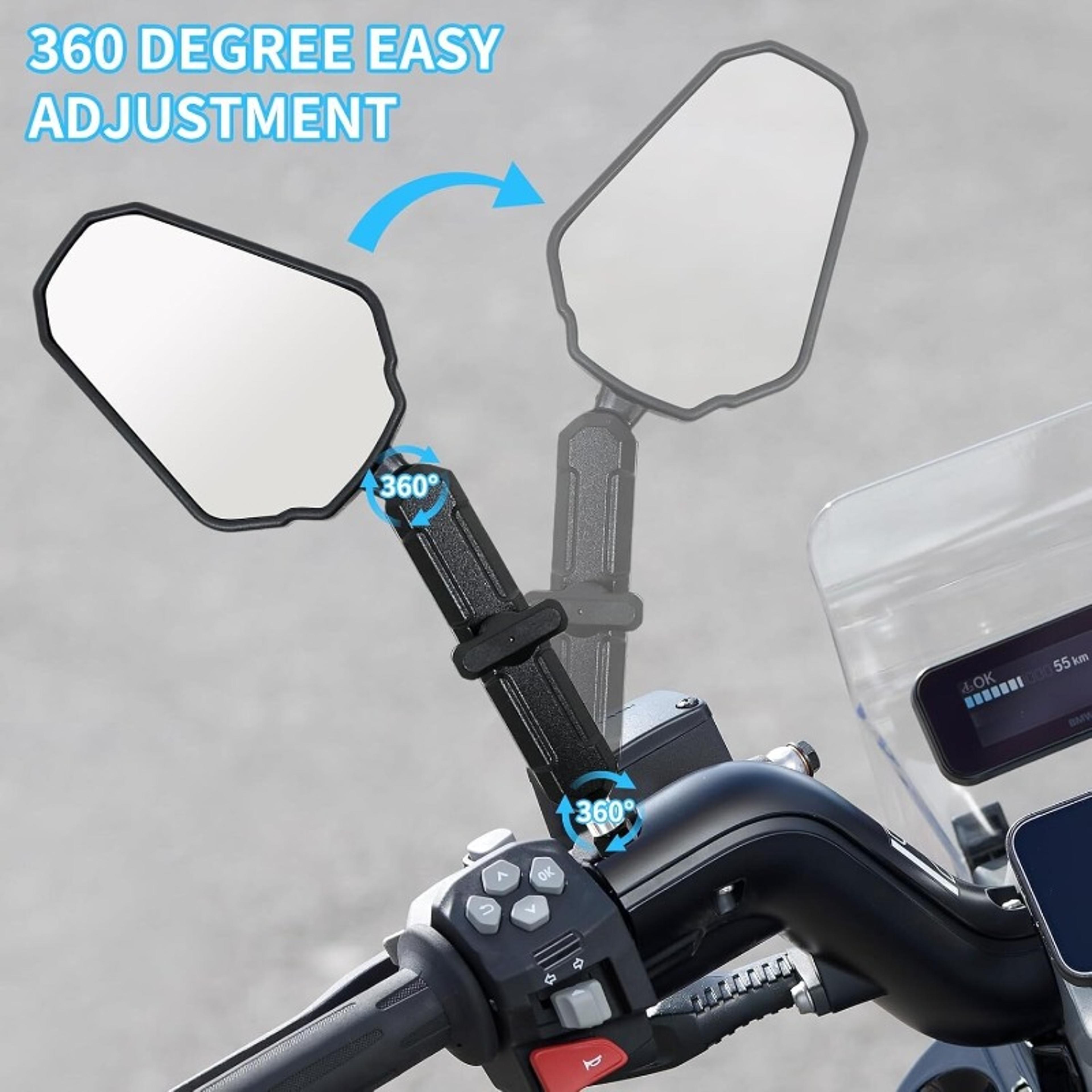 Universal Foldable Motorcycle Rear View Mirrors Adjustable Handlebar Safety Mirrors 3