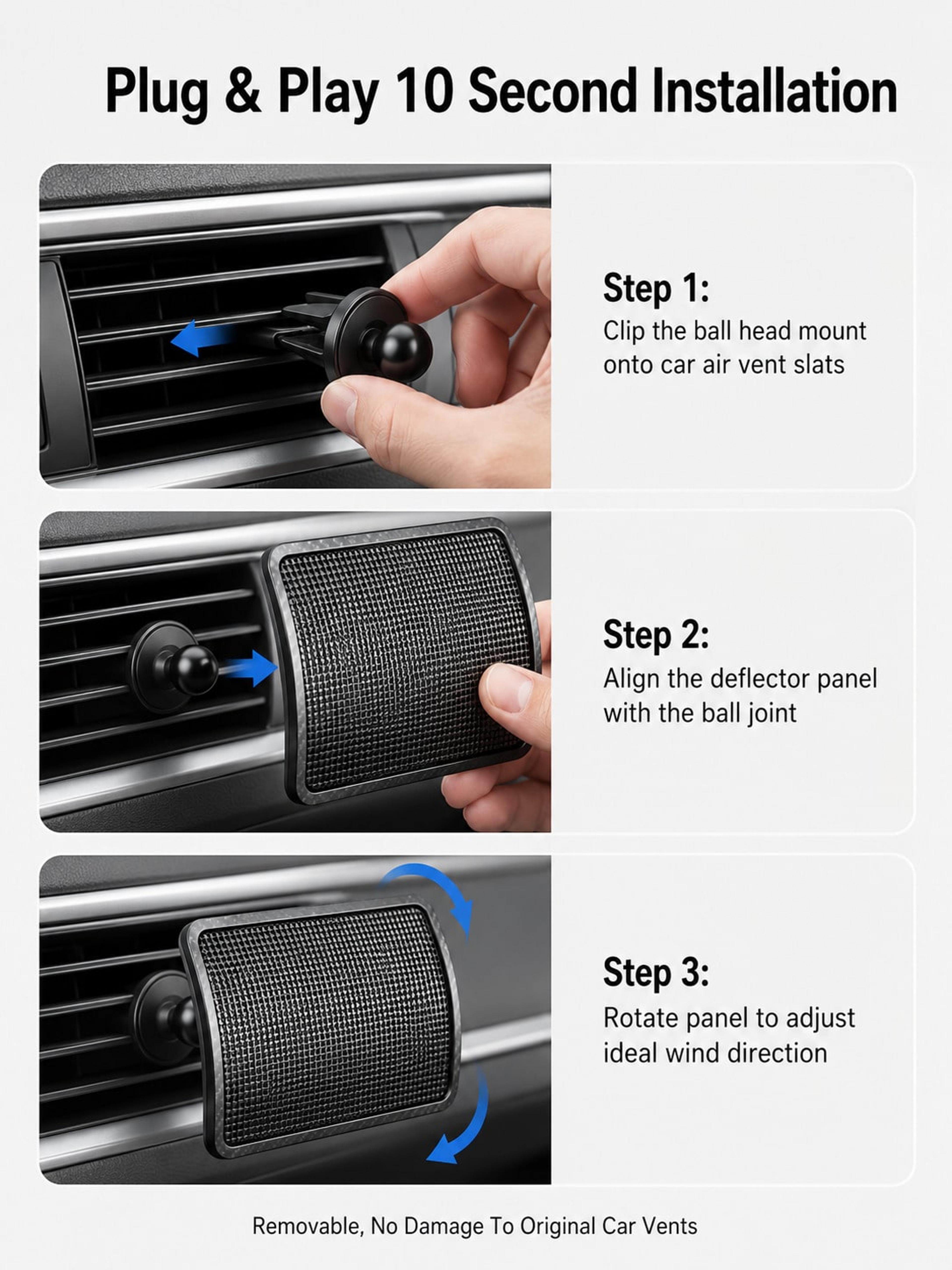ComfortFlow Car Air Conditioner Deflector Universal AC Wind Guide Shield 4
