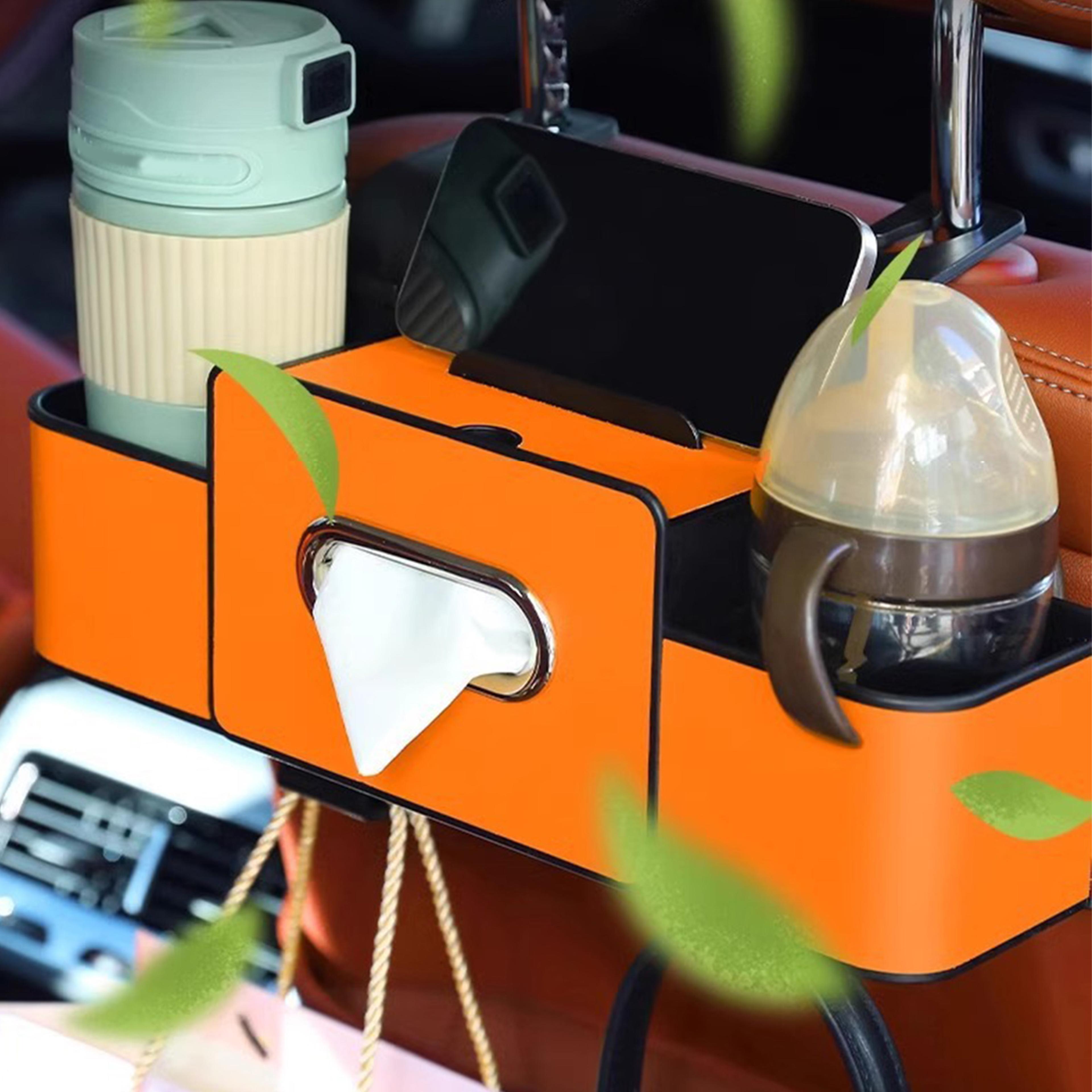 DriveNest Car Backseat Organizer With Tissue Holder And Dual Cup Holders 2