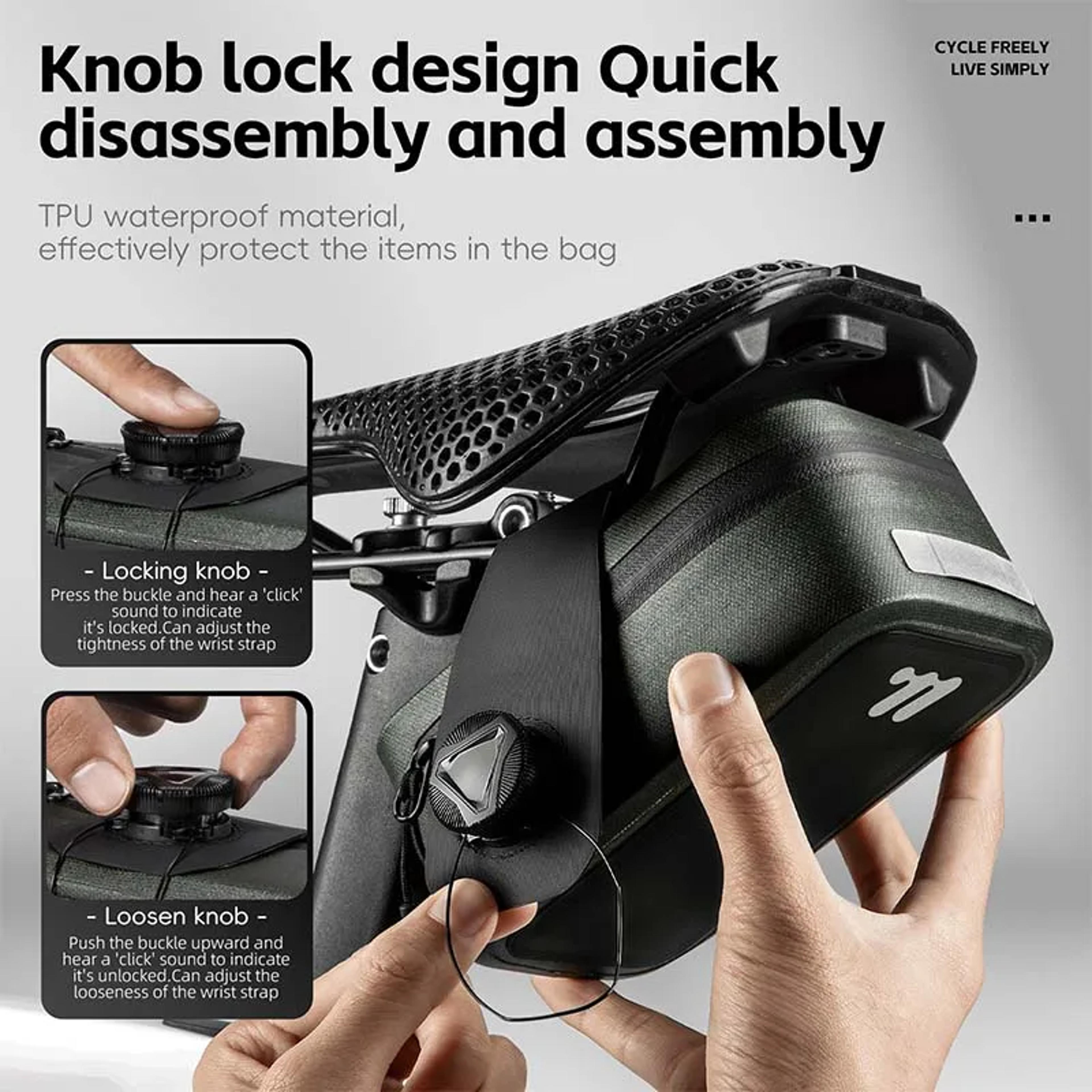 Waterproof Mini Bicycle Saddle Bag With Secure Rotating Buckle 2