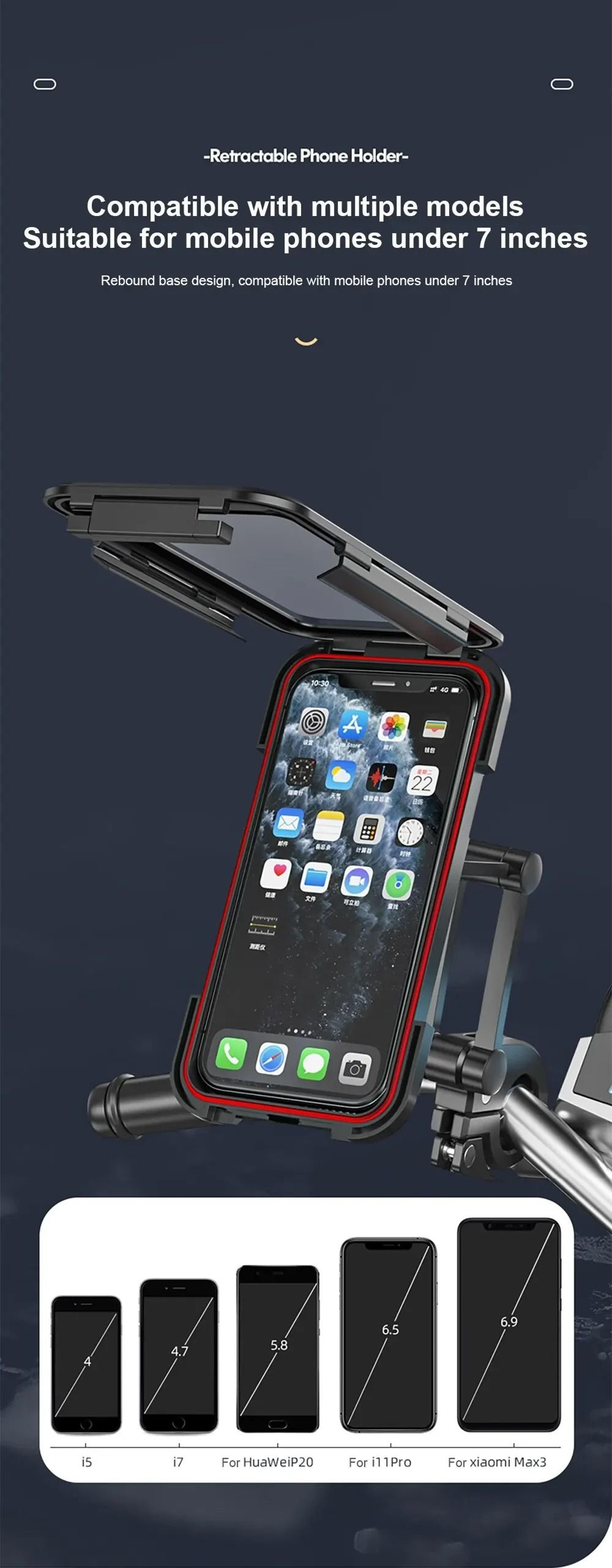 Universal Motorcycle Bike Phone Mount Waterproof 360 Swivel GPS Holder For Smartphones And Navigati 7