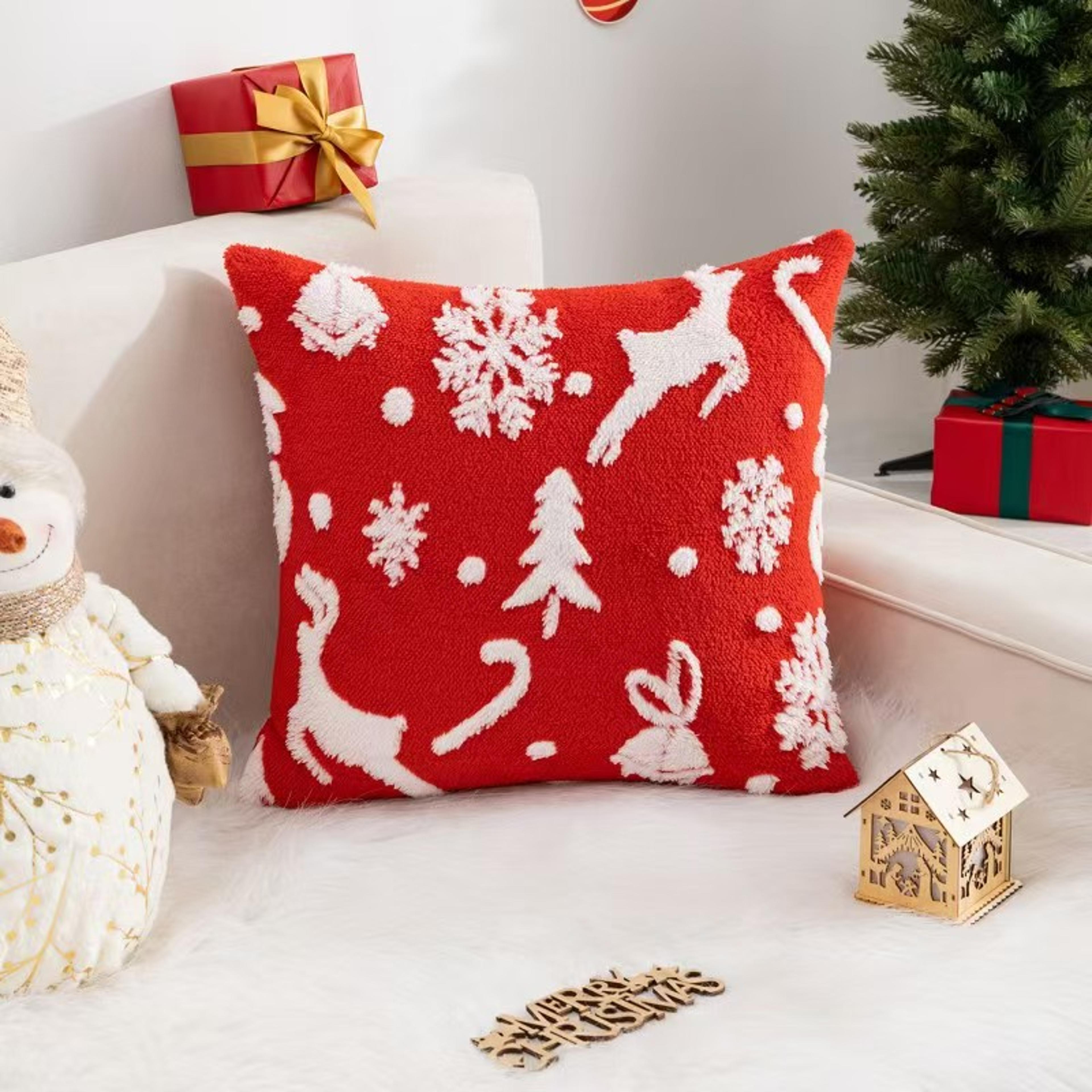 Christmas Pillow Covers Christmas Tree Little Bell Pattern Imitation Reindeer Stars Snowflakes Pill 4
