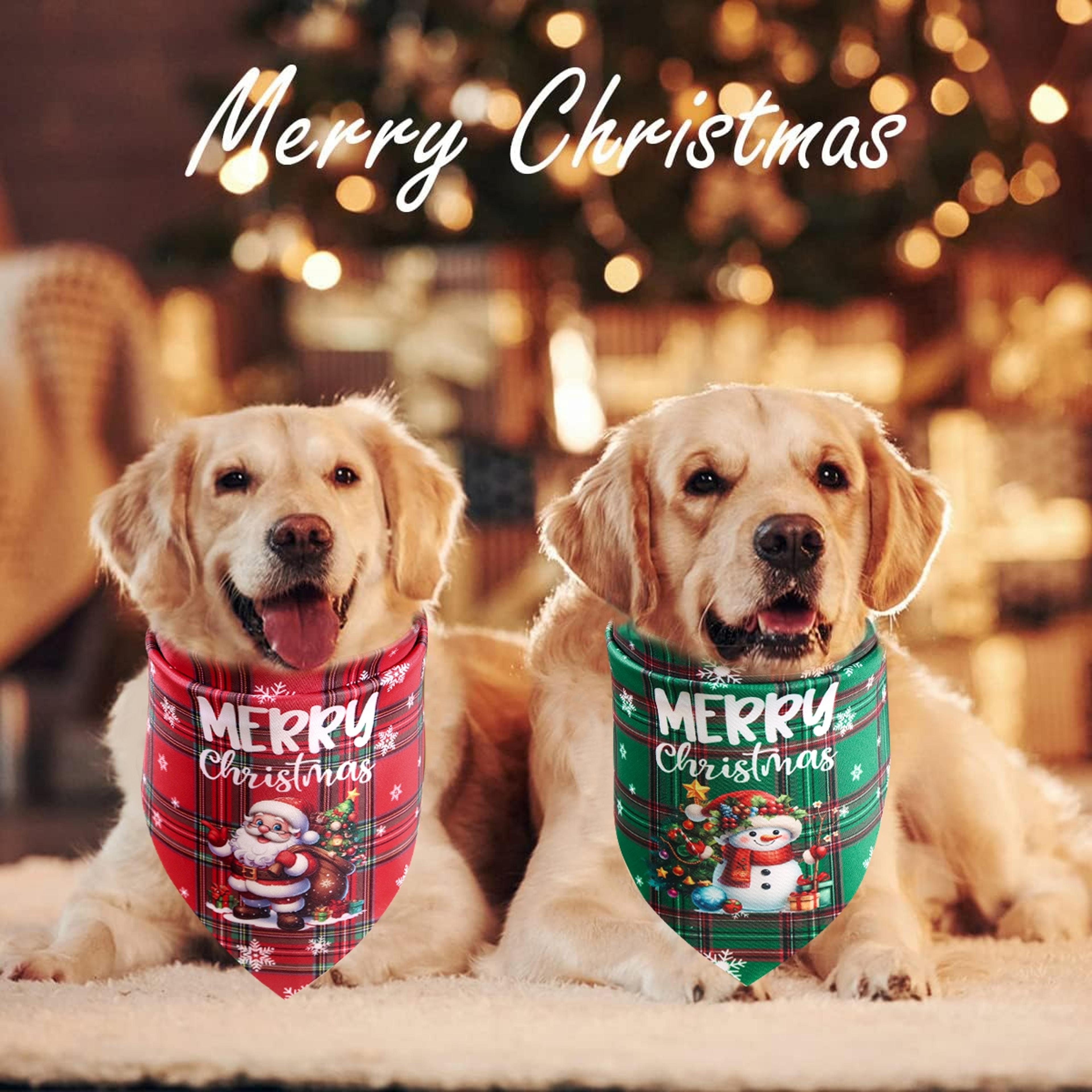 Santa Claus Snowman Dog Bandanas Christmas Plaid Pet Scarf Triangle Saliva Towel Holiday Pet Access 5