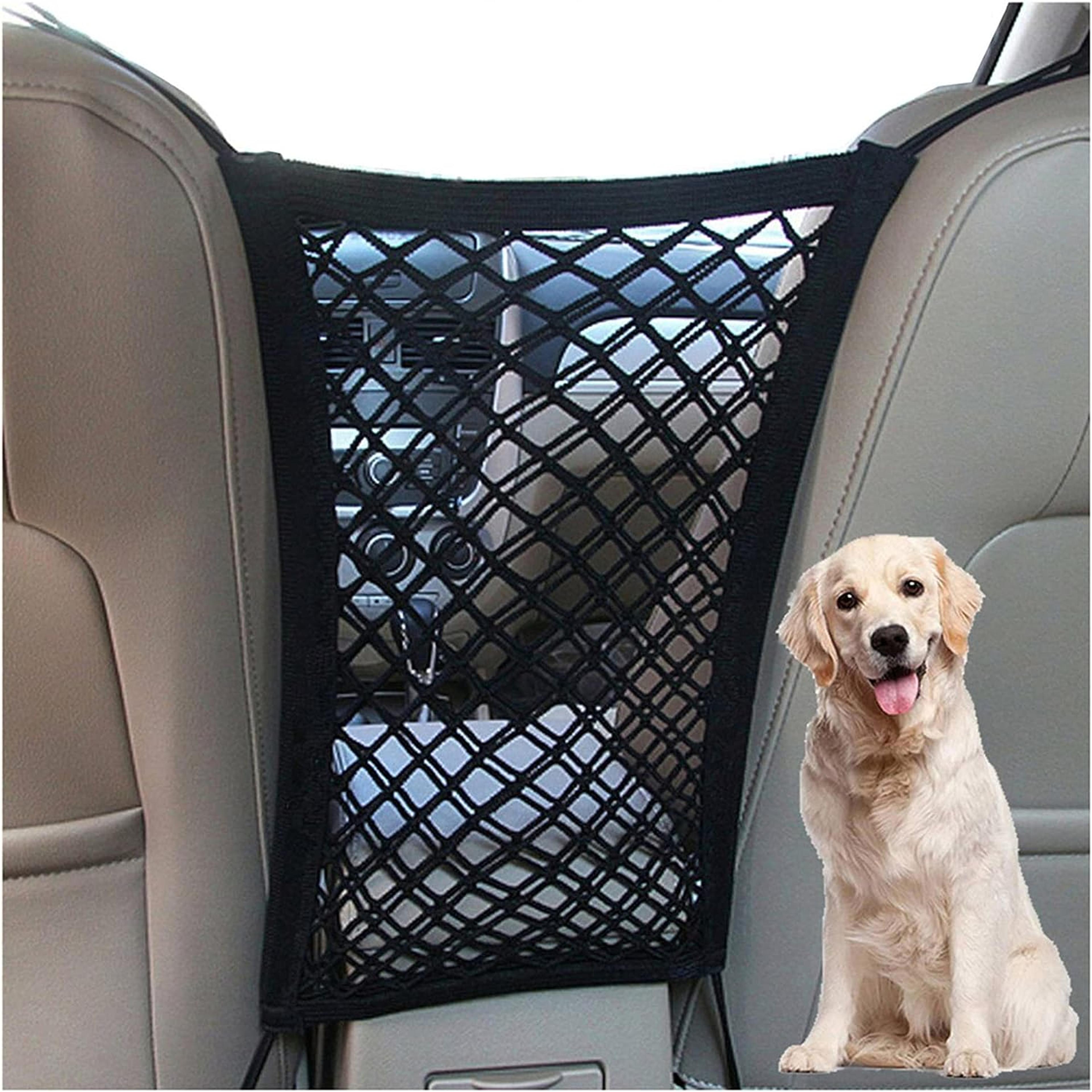 dog car barrier safety protector, mesh net with automatic storage bag, pet barrier guard
