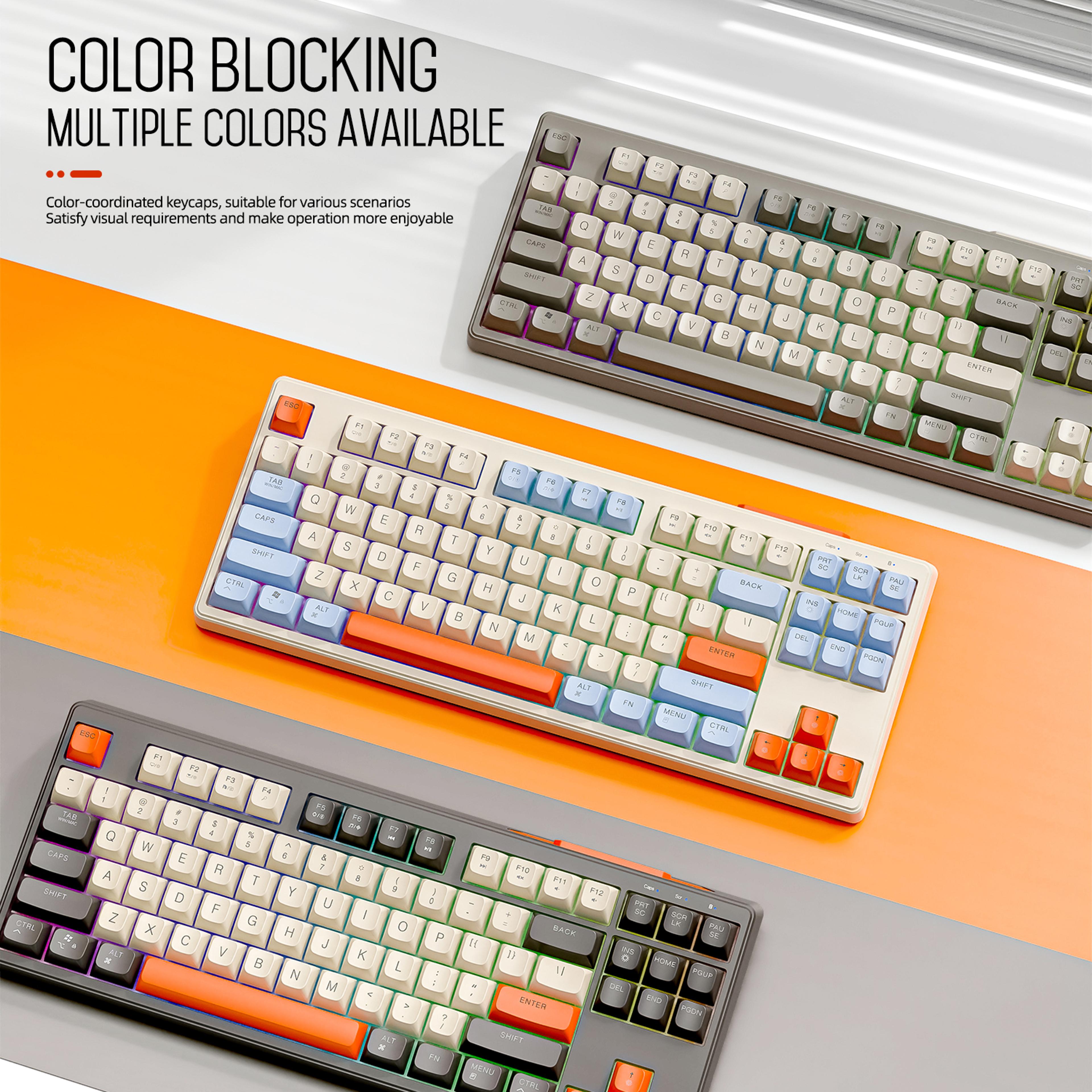 Wireless Keyboard Gaming Dual Mode Bluetooth Keyboard With Rainbow Light RGB PBT Ballcaps Silent Of 1