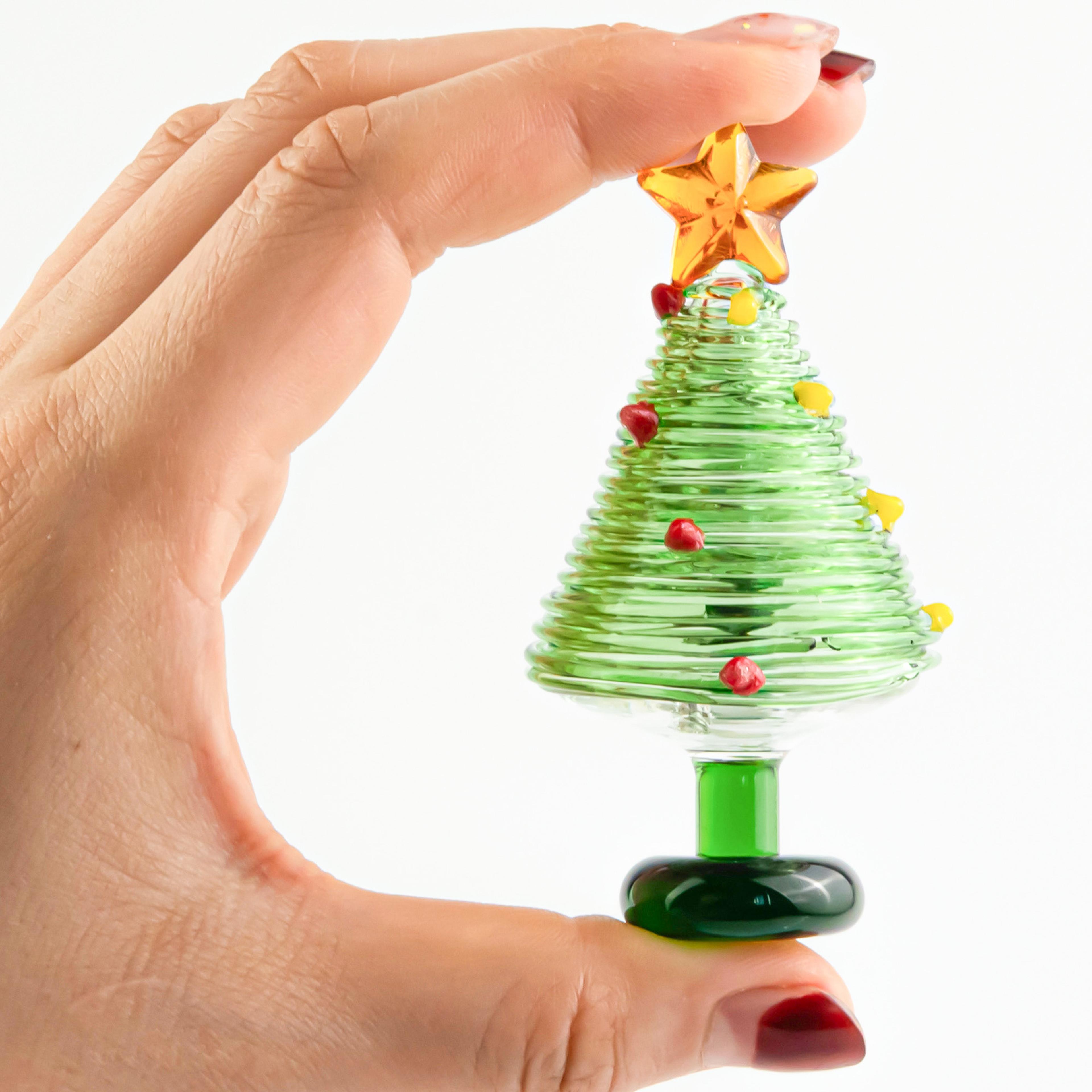 fantasy star top xmas ornament, hand-blown glass christmas tree figurine, miniature holiday gift