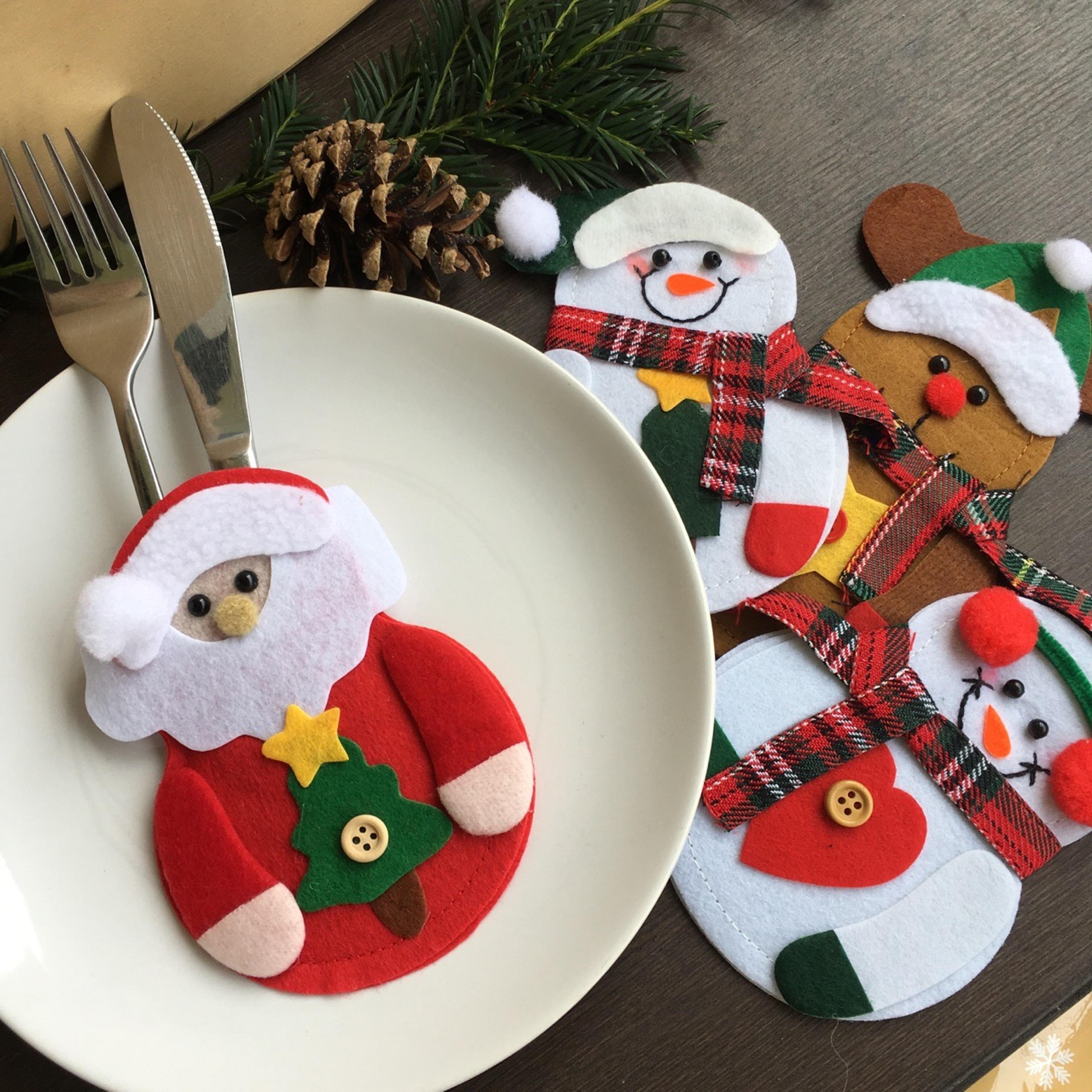 Christmas Dinner Table Ornaments Knife Fork Tableware Holders Christmas Cutlery Bag Pocket 0
