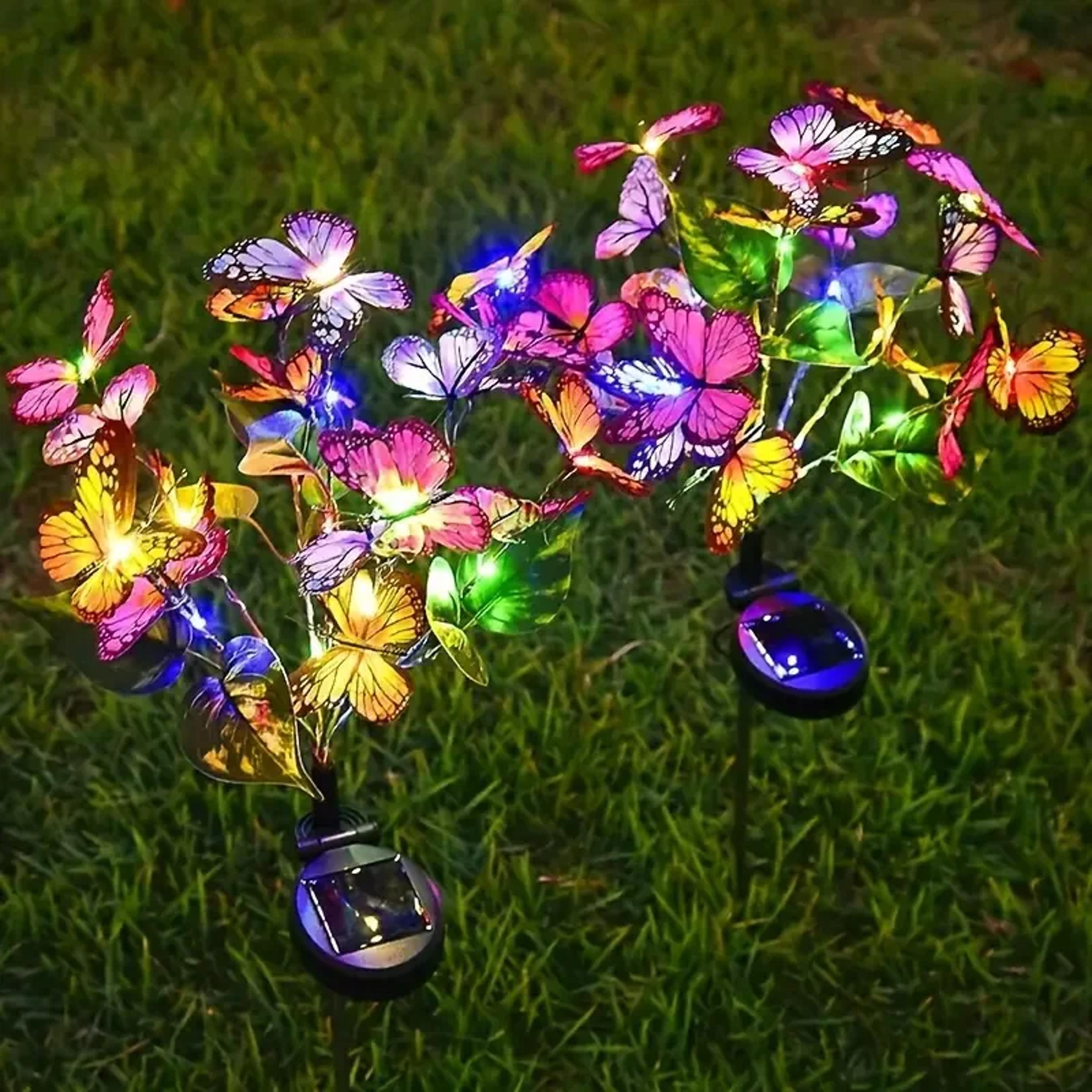 outdoor solar led butterfly flower light, waterproof butterfly lawn lamp garden, christmas decor for home landscape