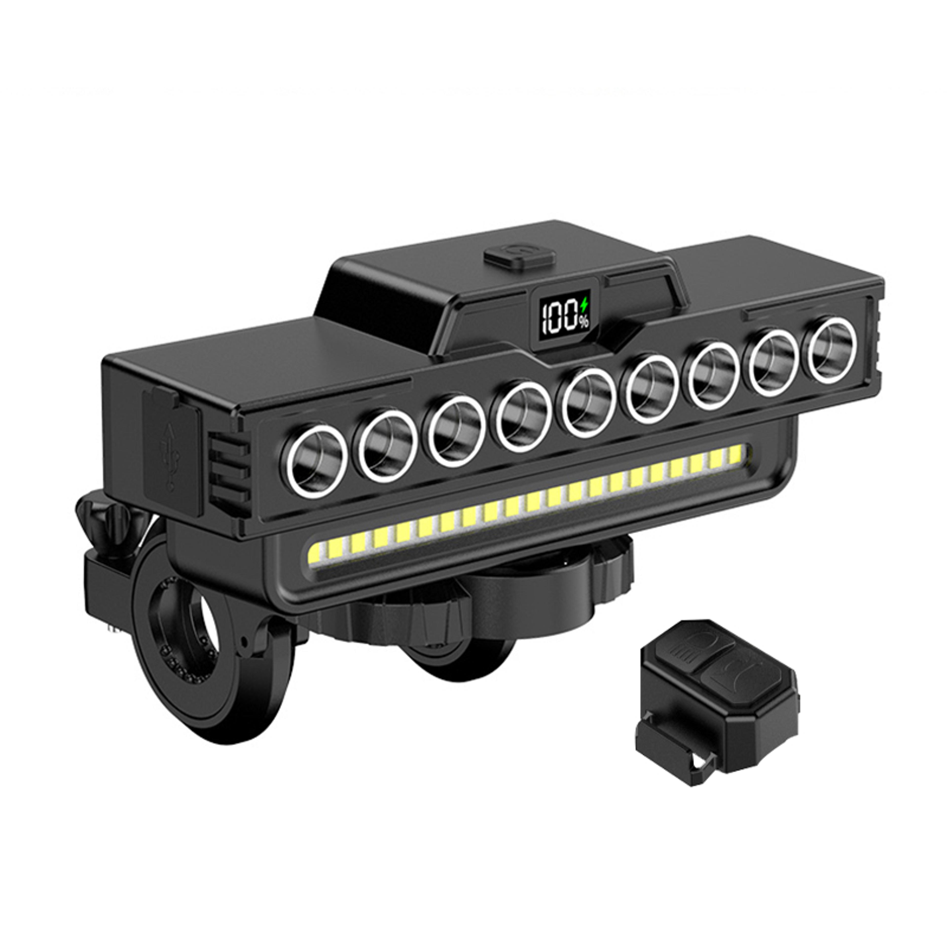 type-c rechargeable mtb bikes head light, 9 beads horn front light for cycling night safety