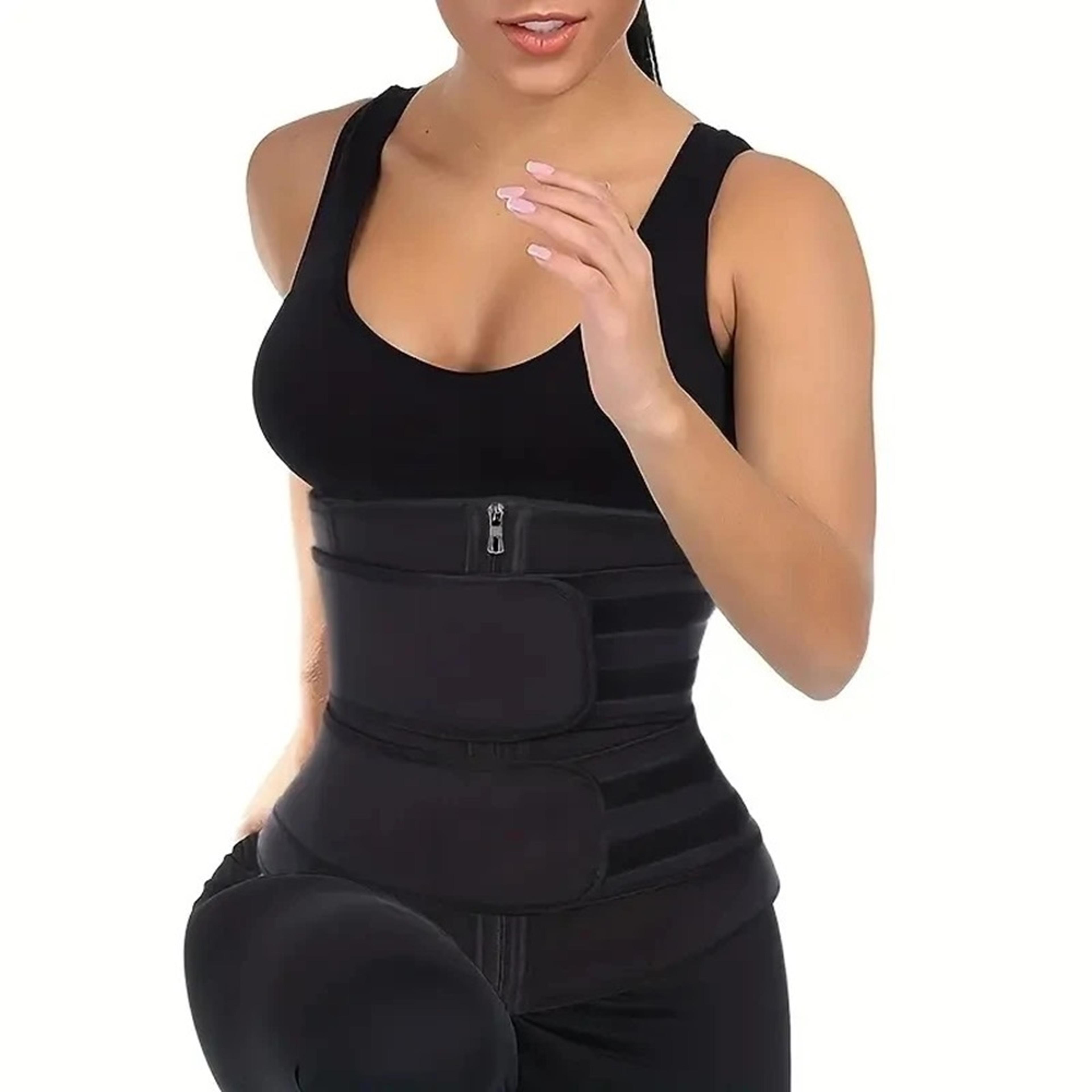 fitness belt waist trainer slimming shaper for fat burning, workout girdle sweat trimmer cincher