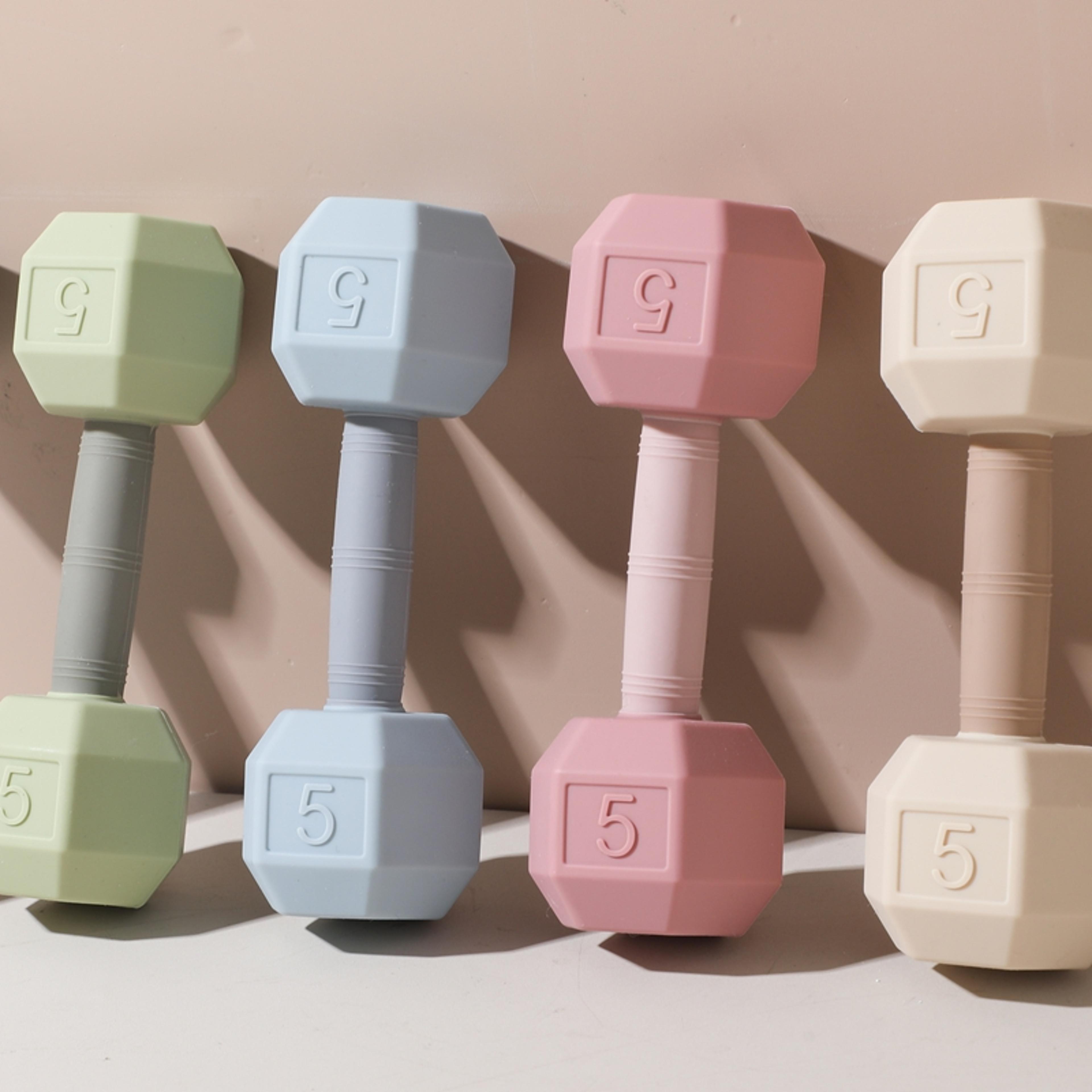 dumbbell rattle toy, silicone baby teething toy, cognitive sensory music bell crib baby gift