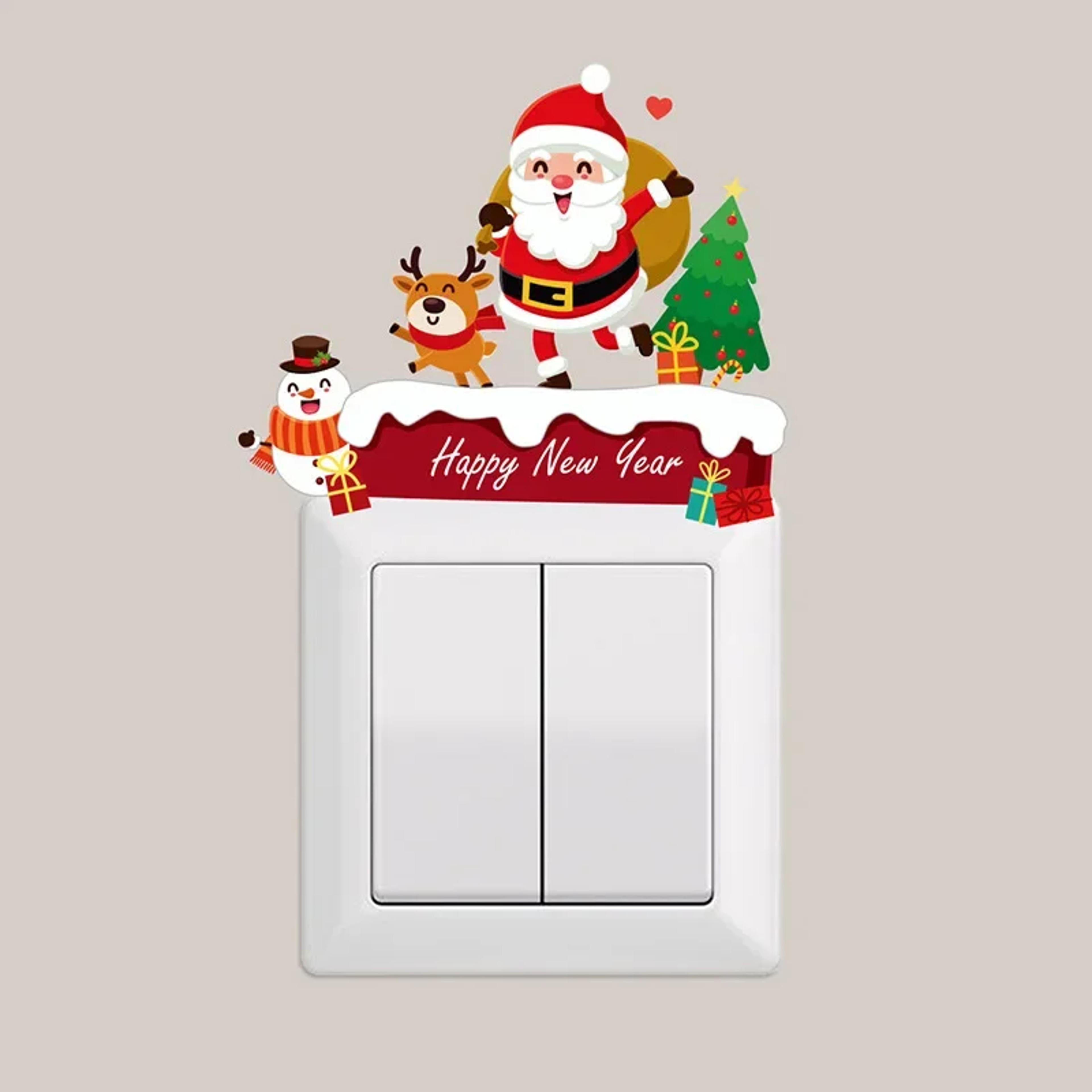 Decorative Removable Wall Stickers Xmas Wall Switch Stickers New Year Christmas Decoration 5